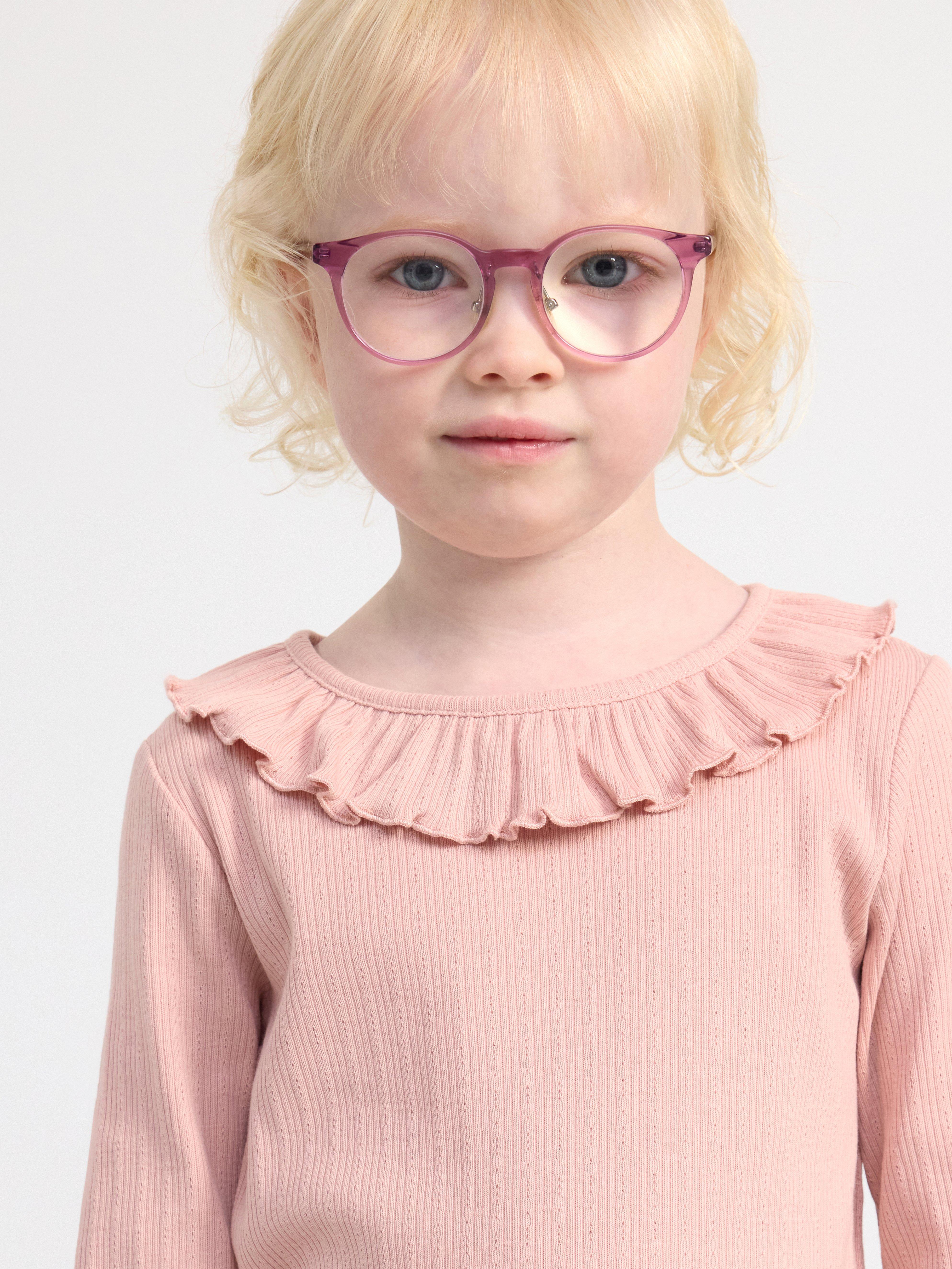 Ribbed top with frill collar Dusty Pink