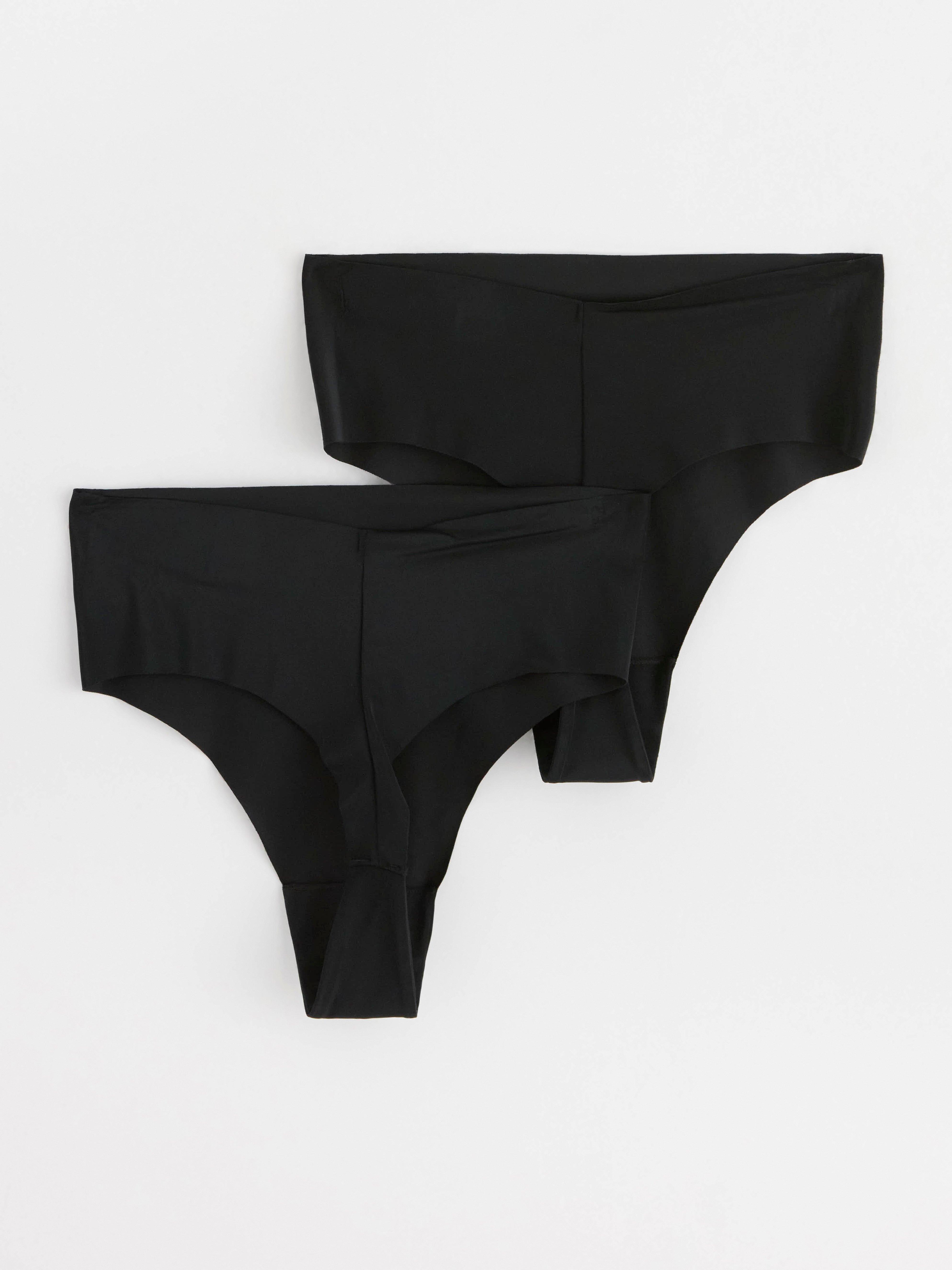2-pack thong high waist sport Black