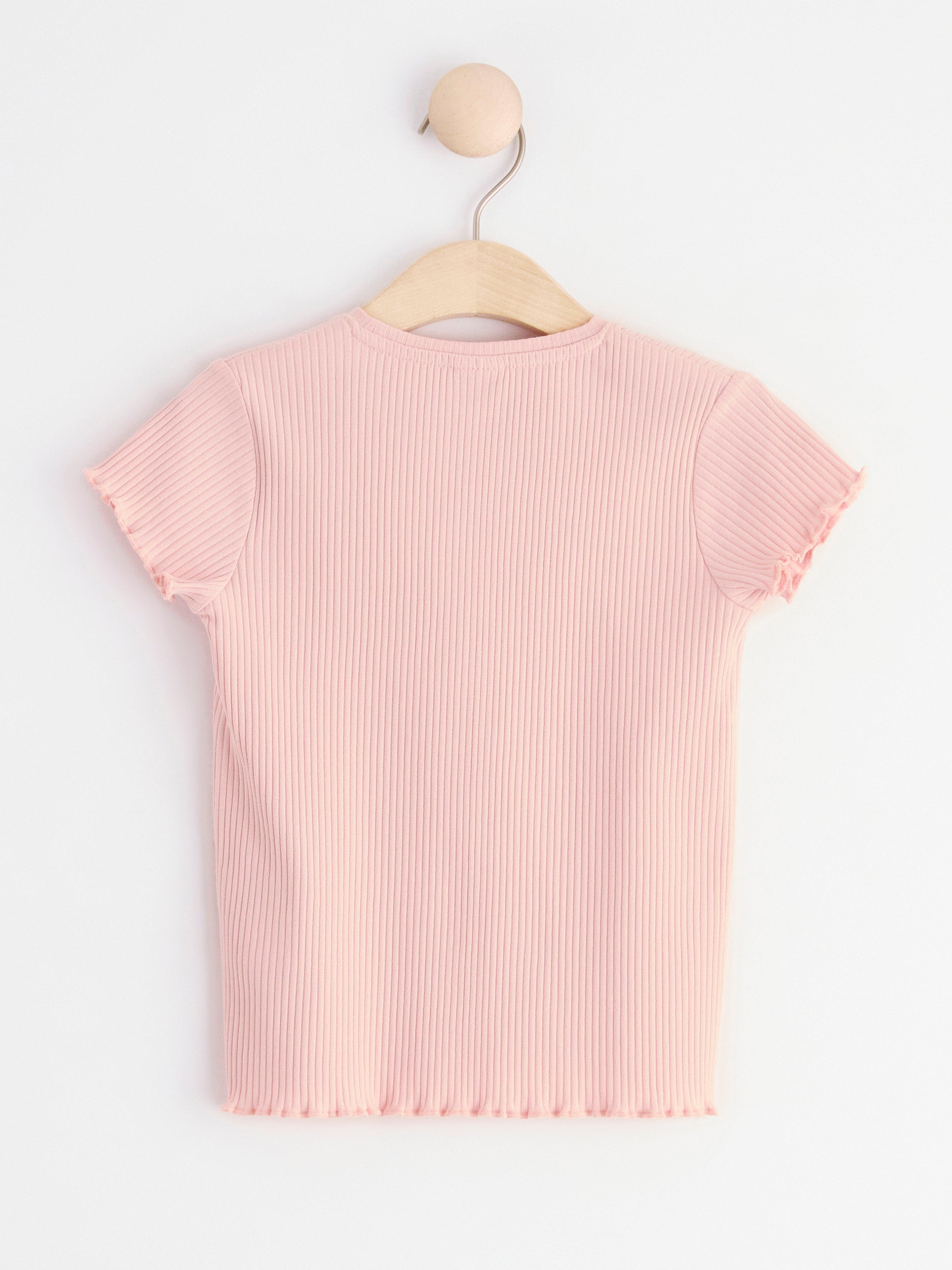 Ribbed short sleeve top Light Dusty Pink