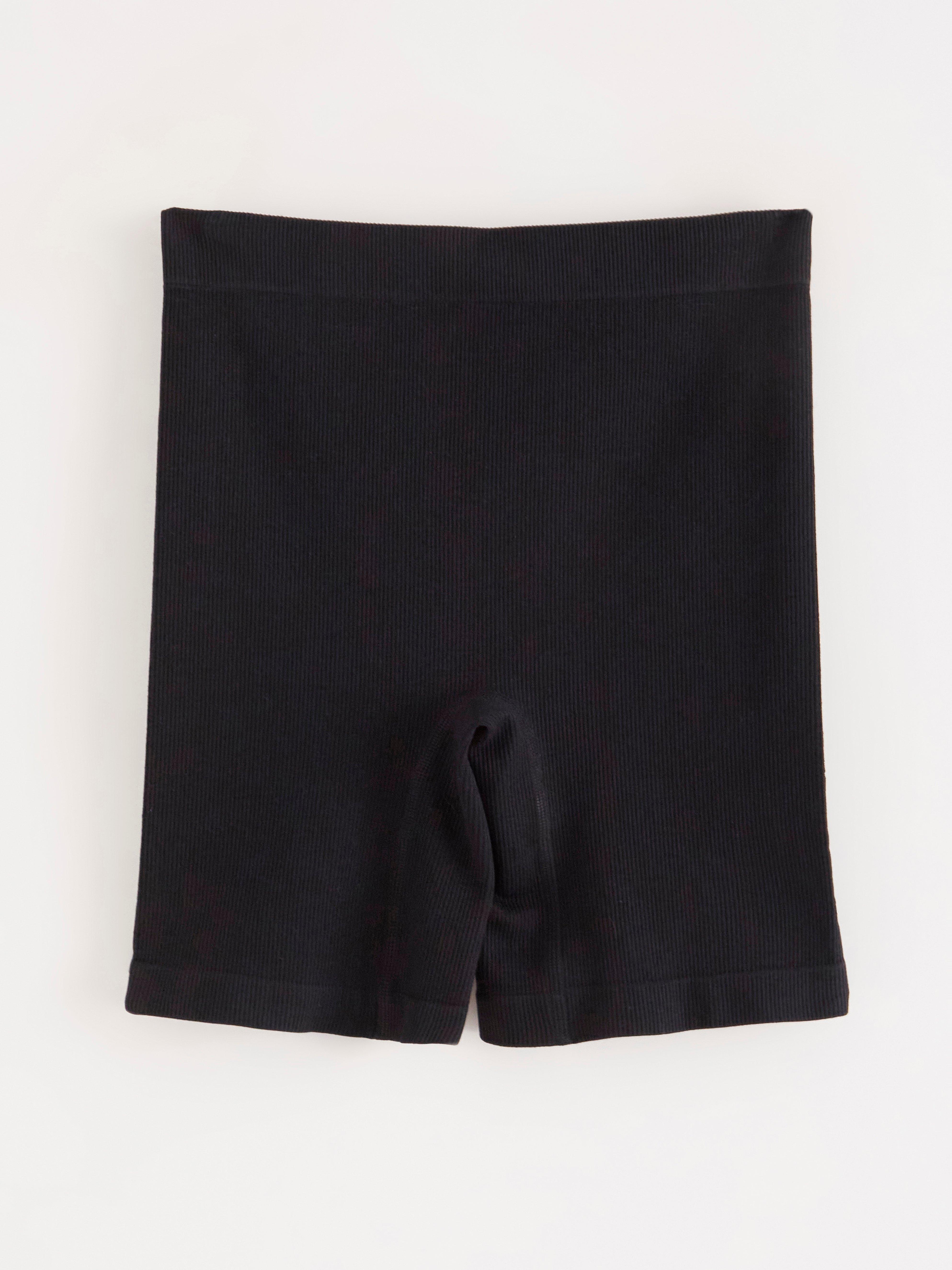 High waist seamless biker briefs Black