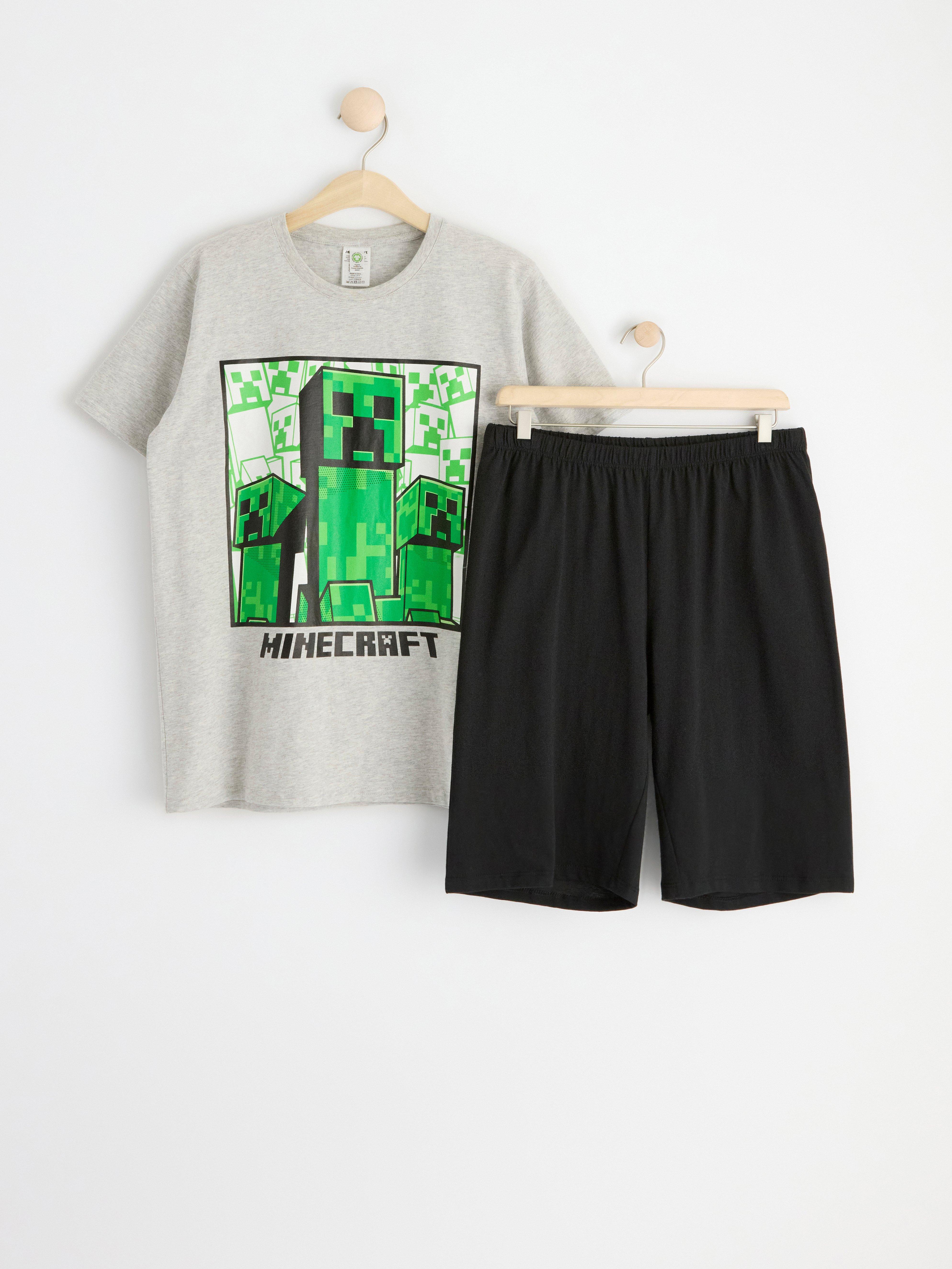 Set with Minecraft print Black