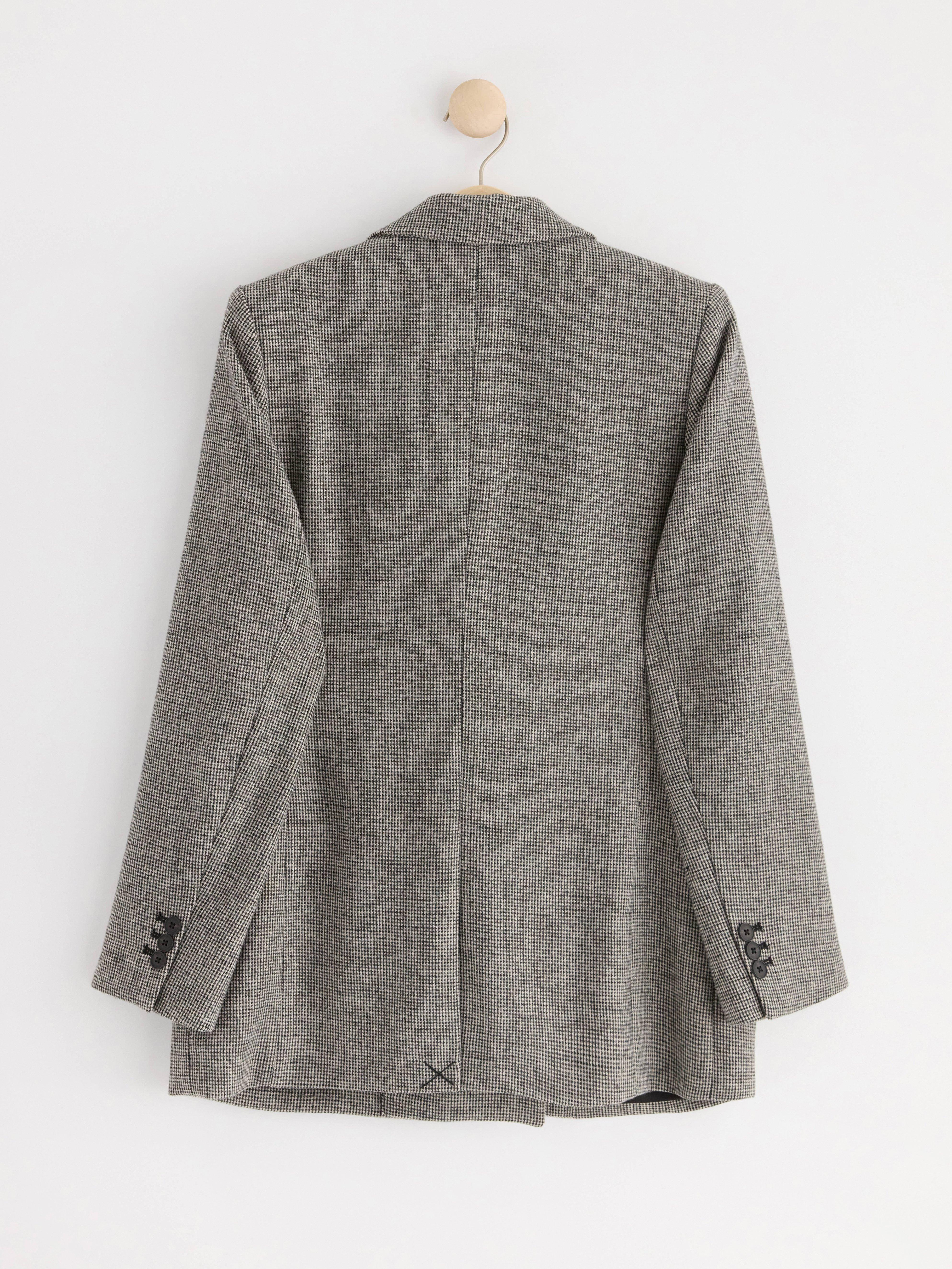 Double button woven blazer Black