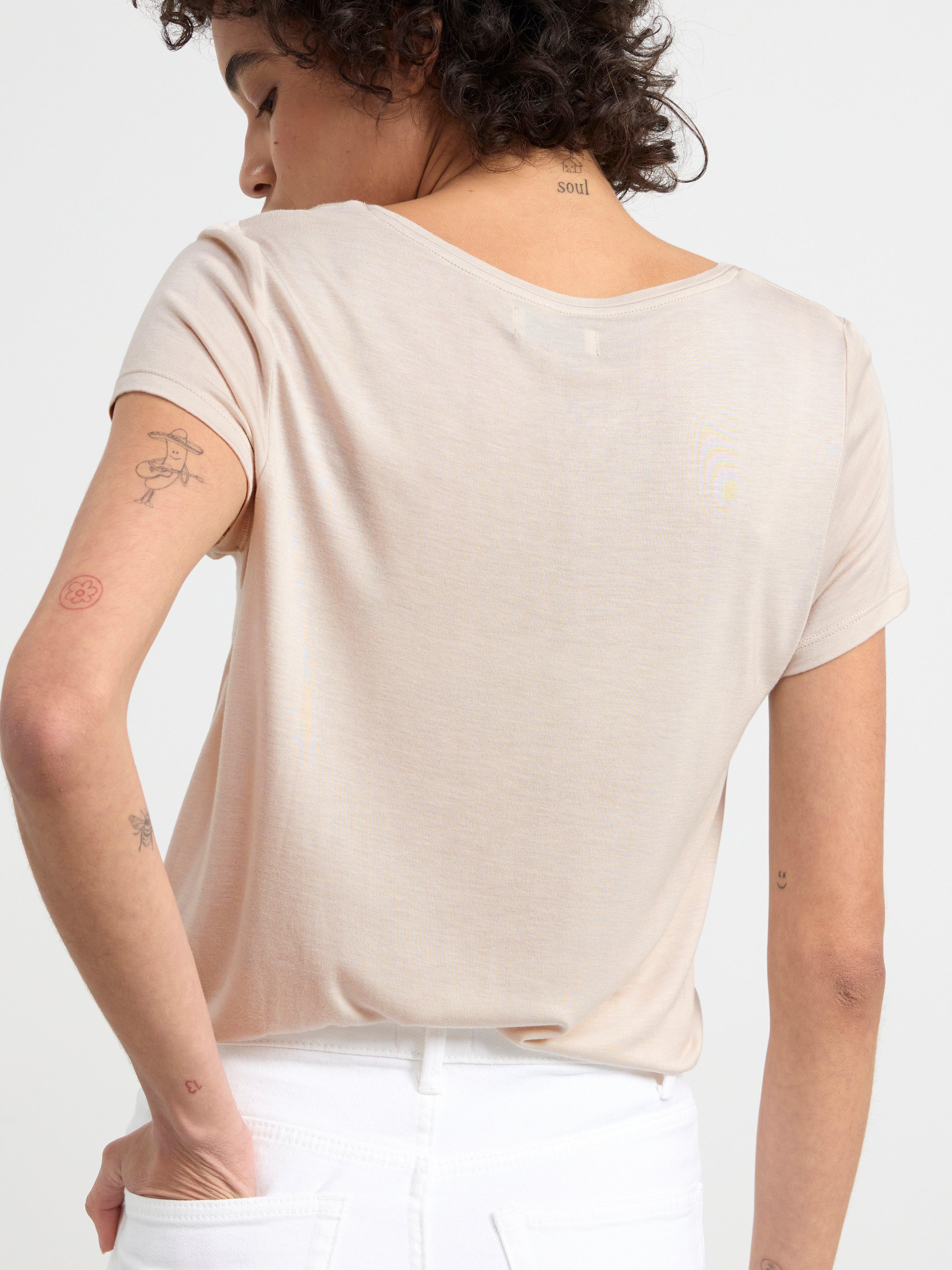 V-neck short sleeve top Light Beige