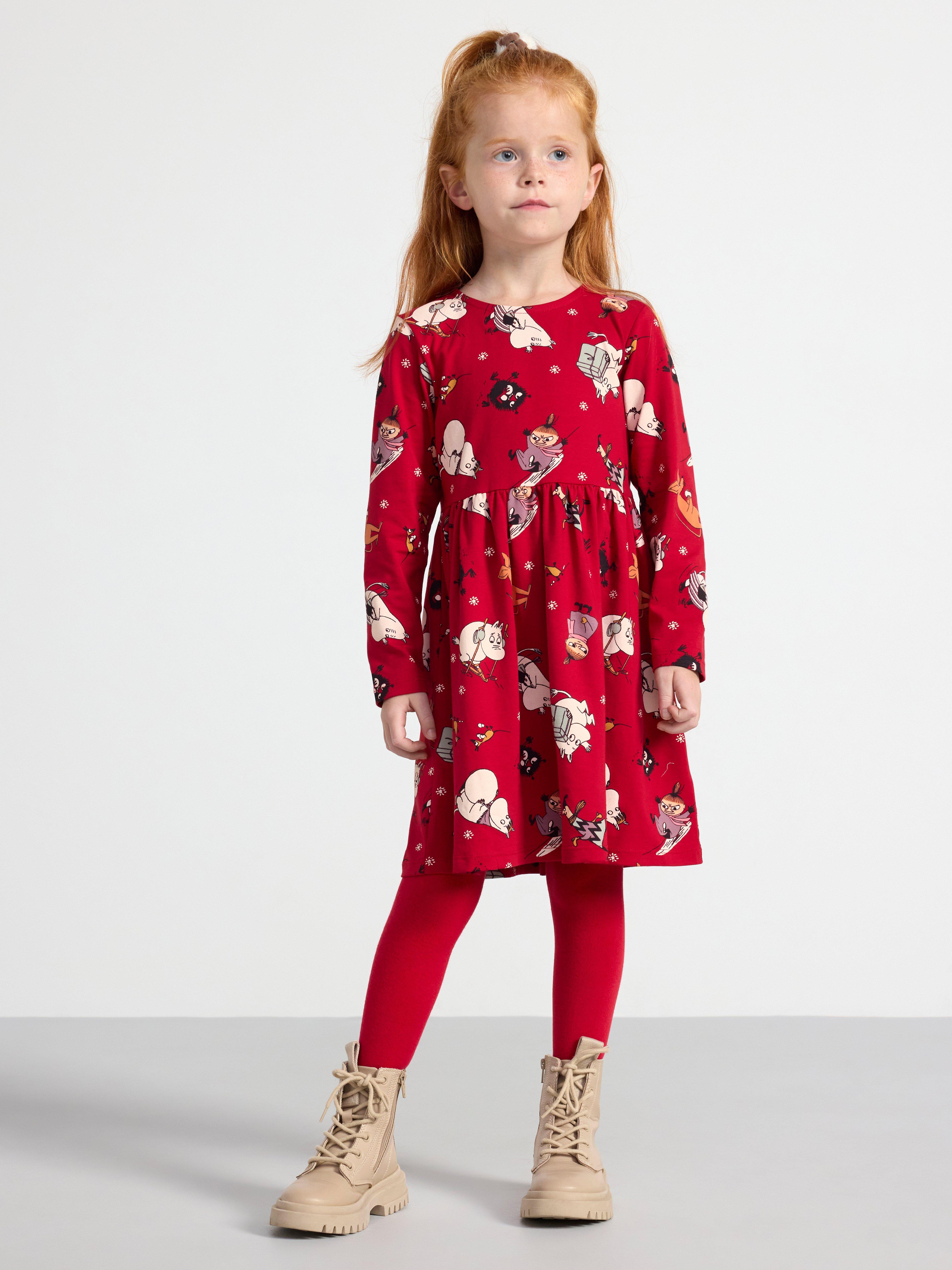 Long sleeve dress with Moomin Dark Red