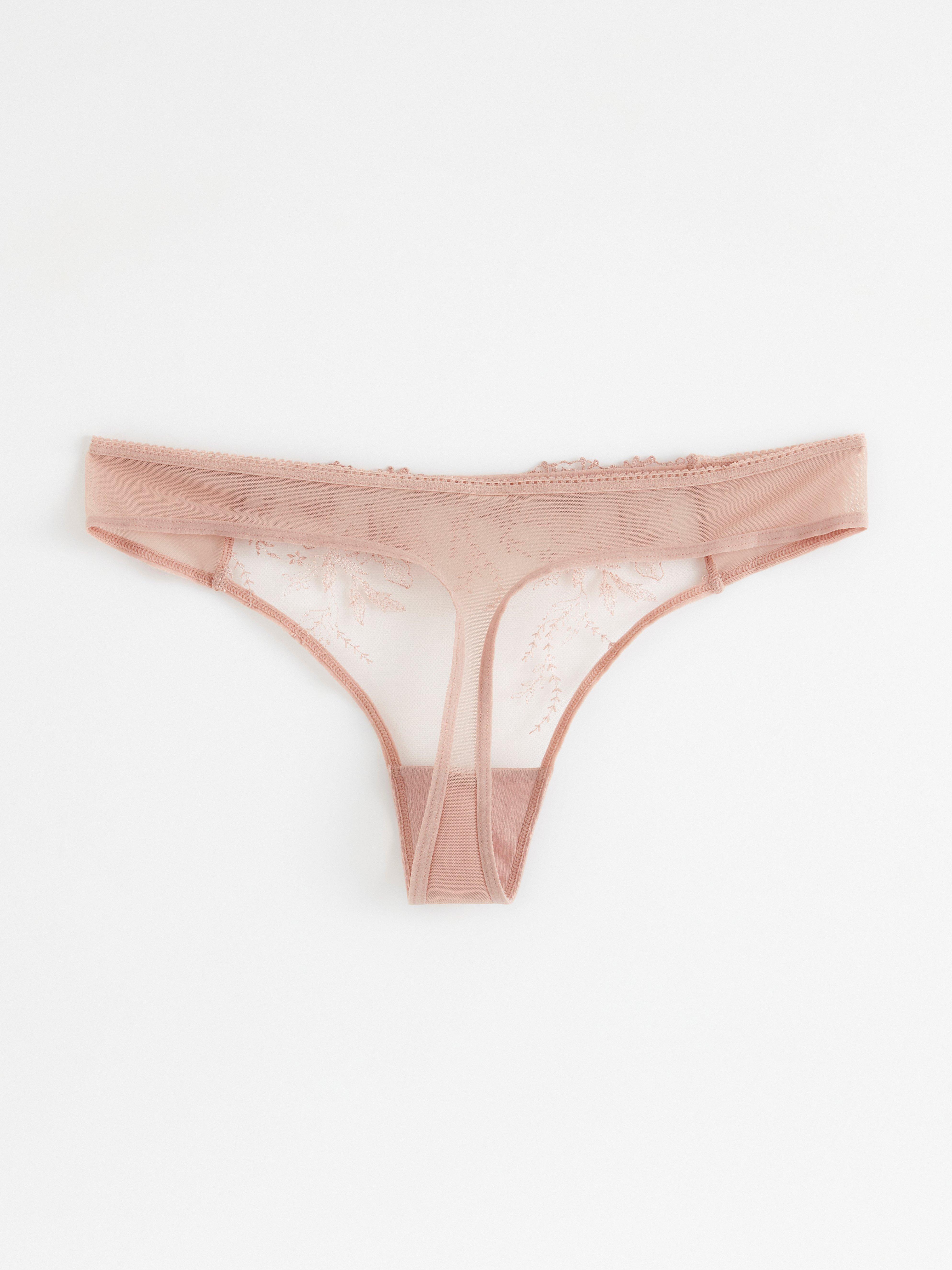 Thong low with lace Light Dusty Pink