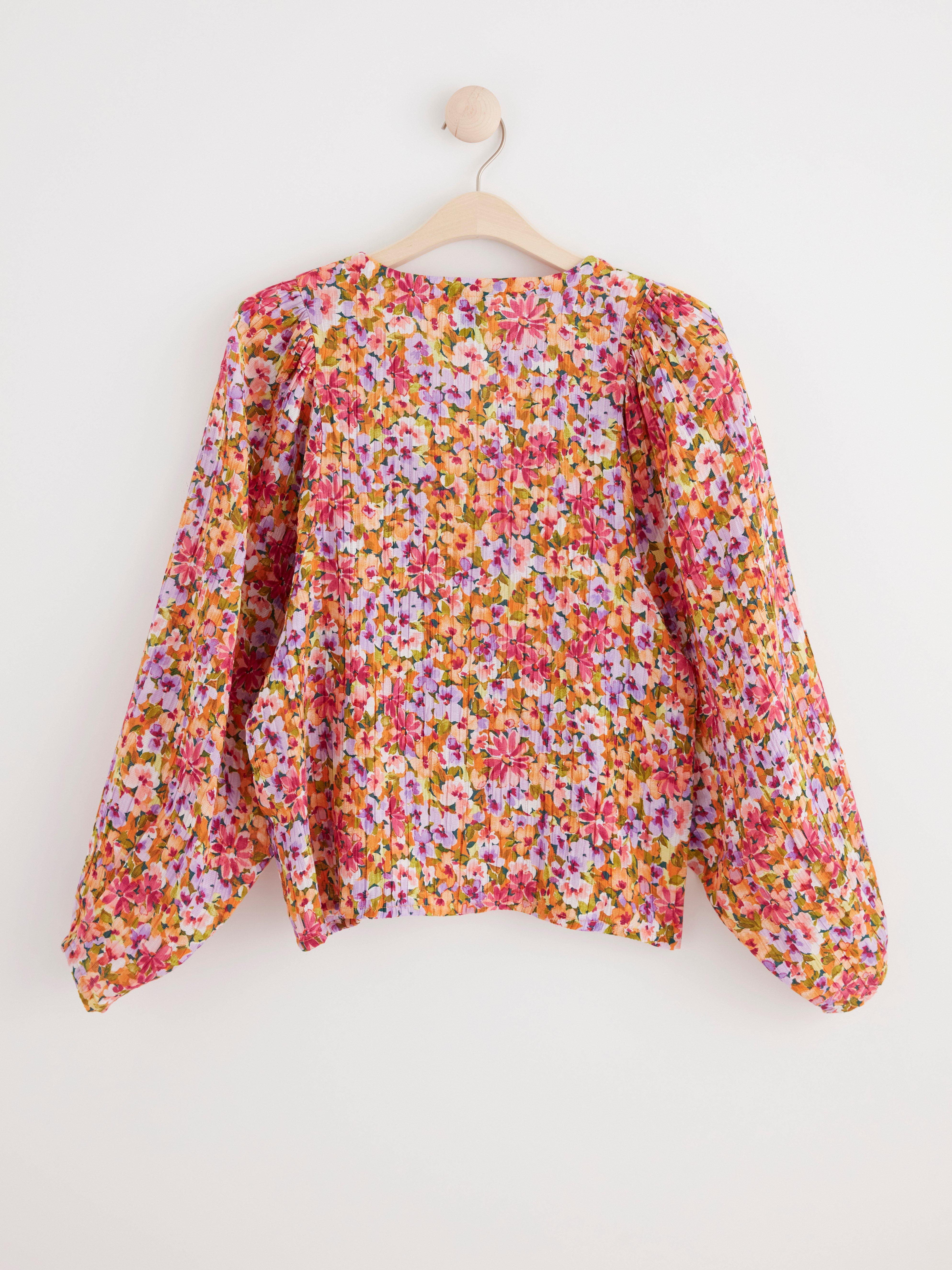 Floral puff sleeve blouse orange