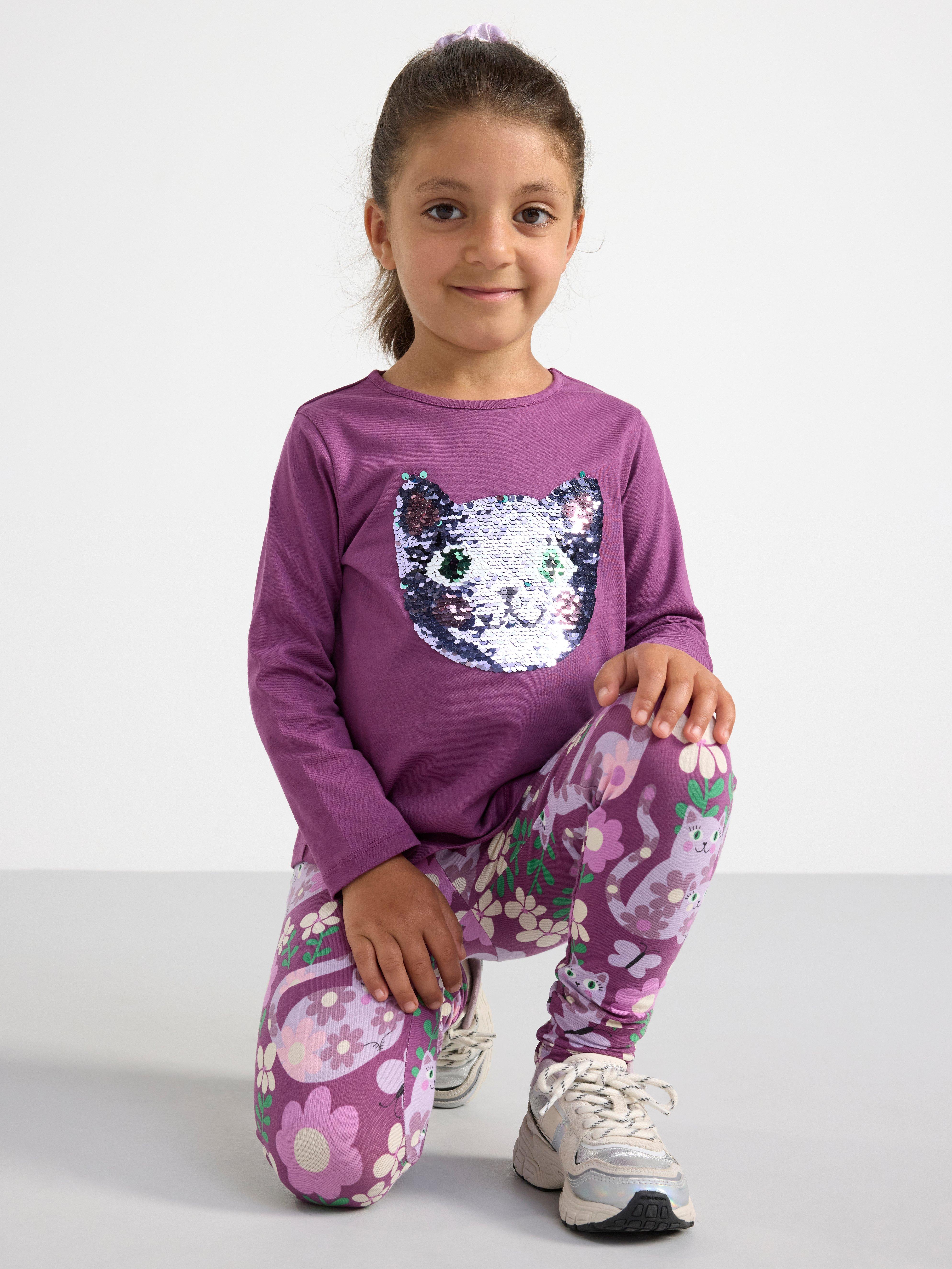 Long sleeve top with reversible sequins LILAC