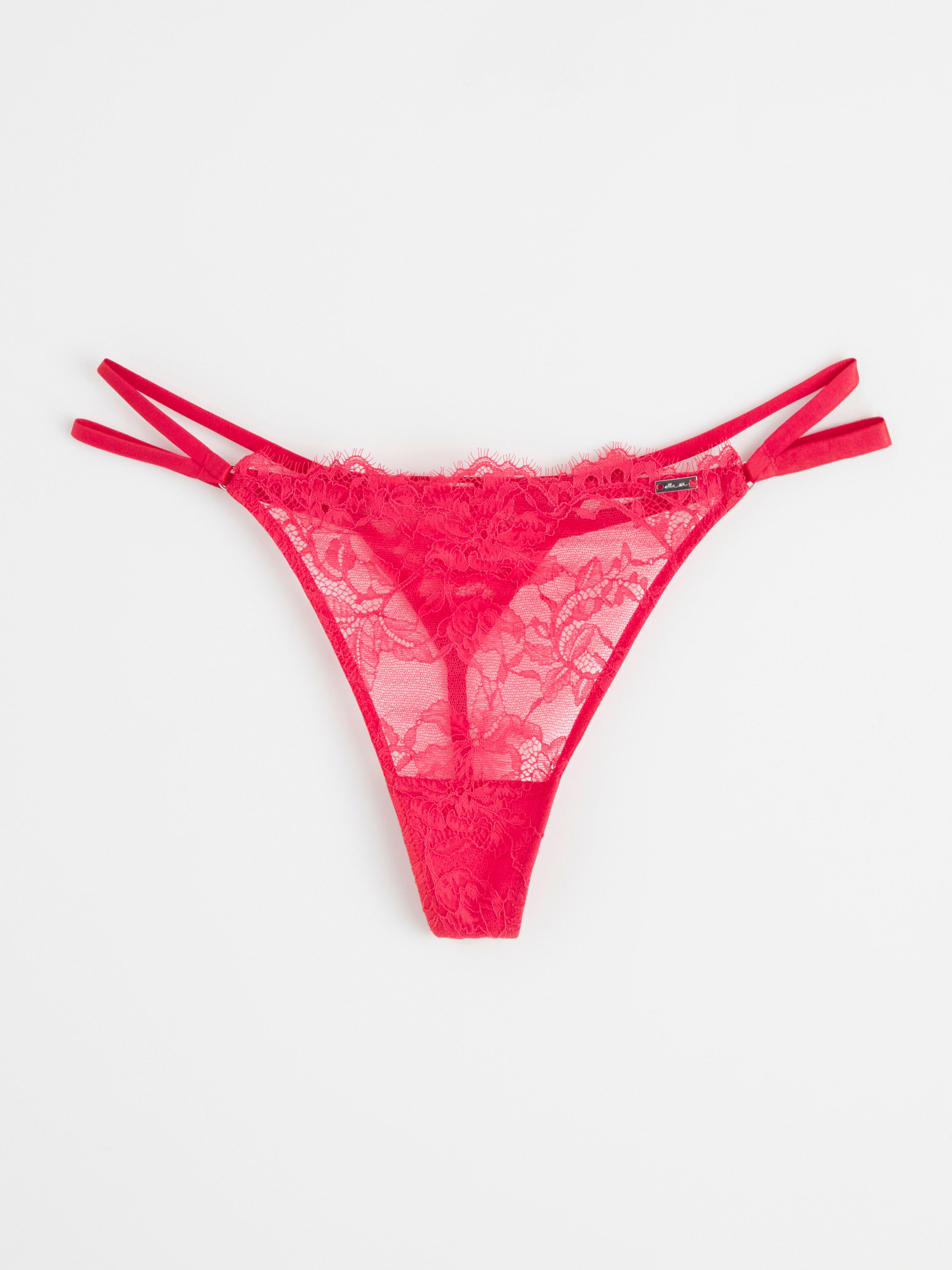 Thong low waist with lace Red