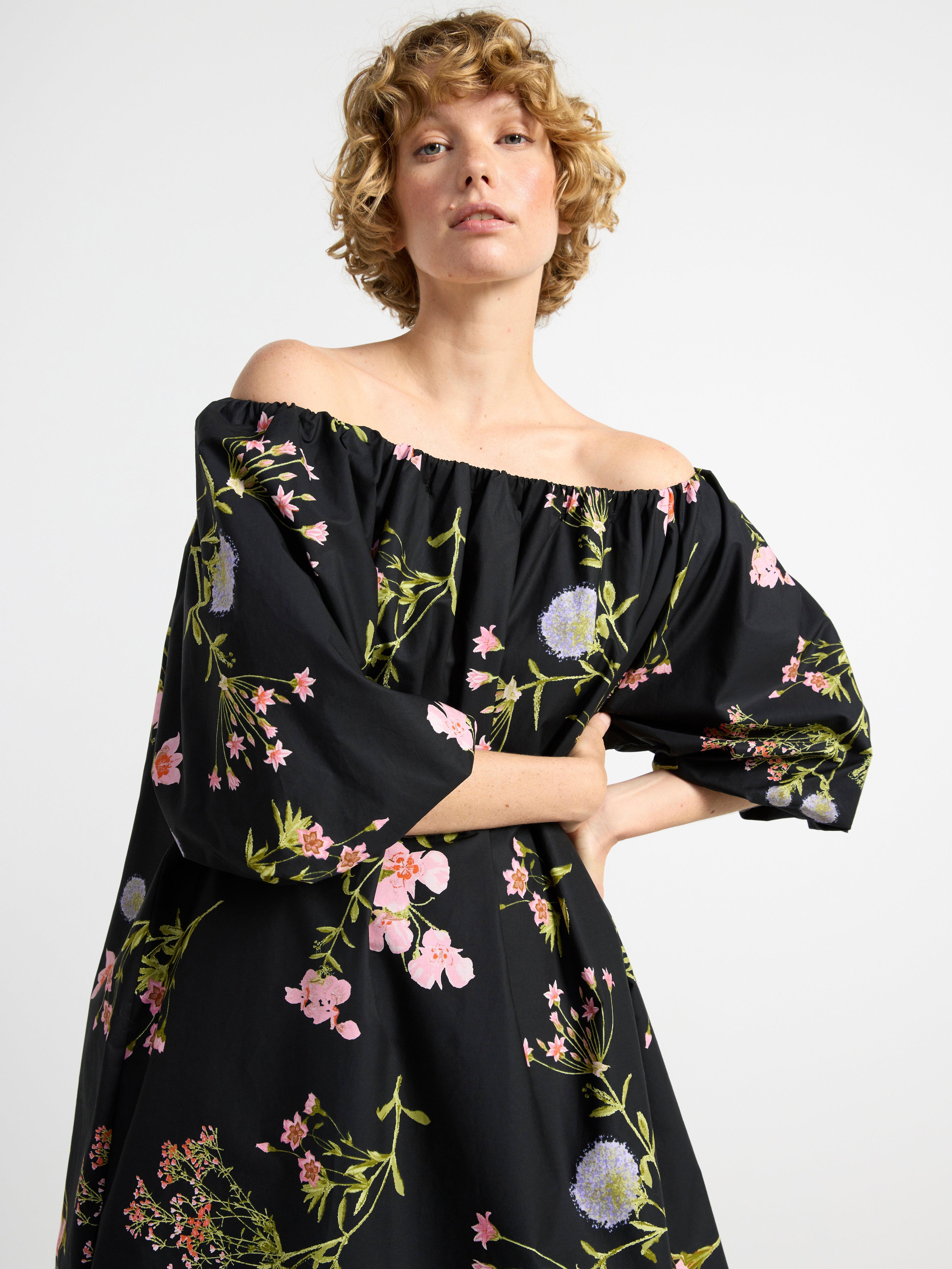 Mini dress with puff sleeves Black