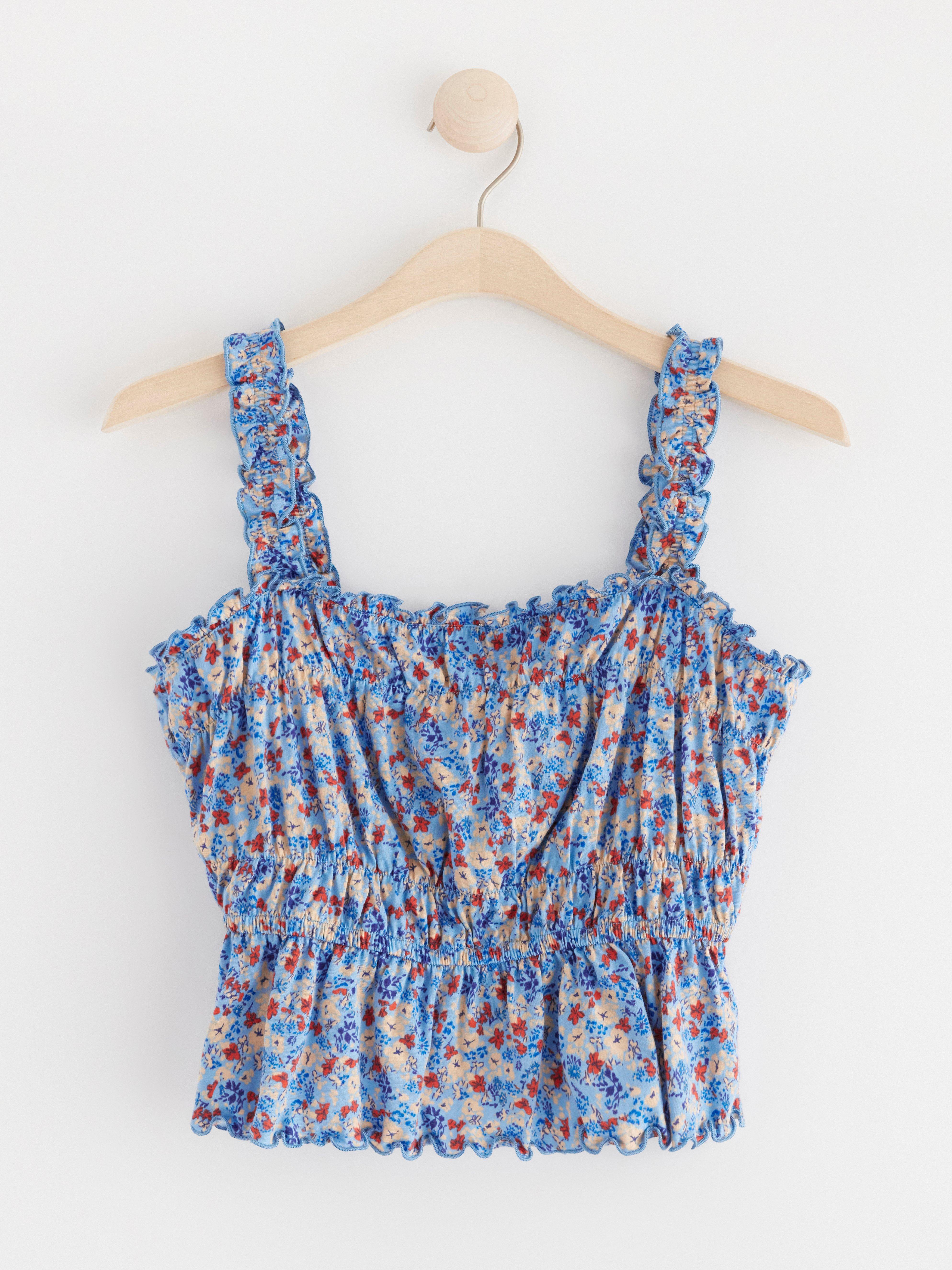 Tank top with flowers Light Blue