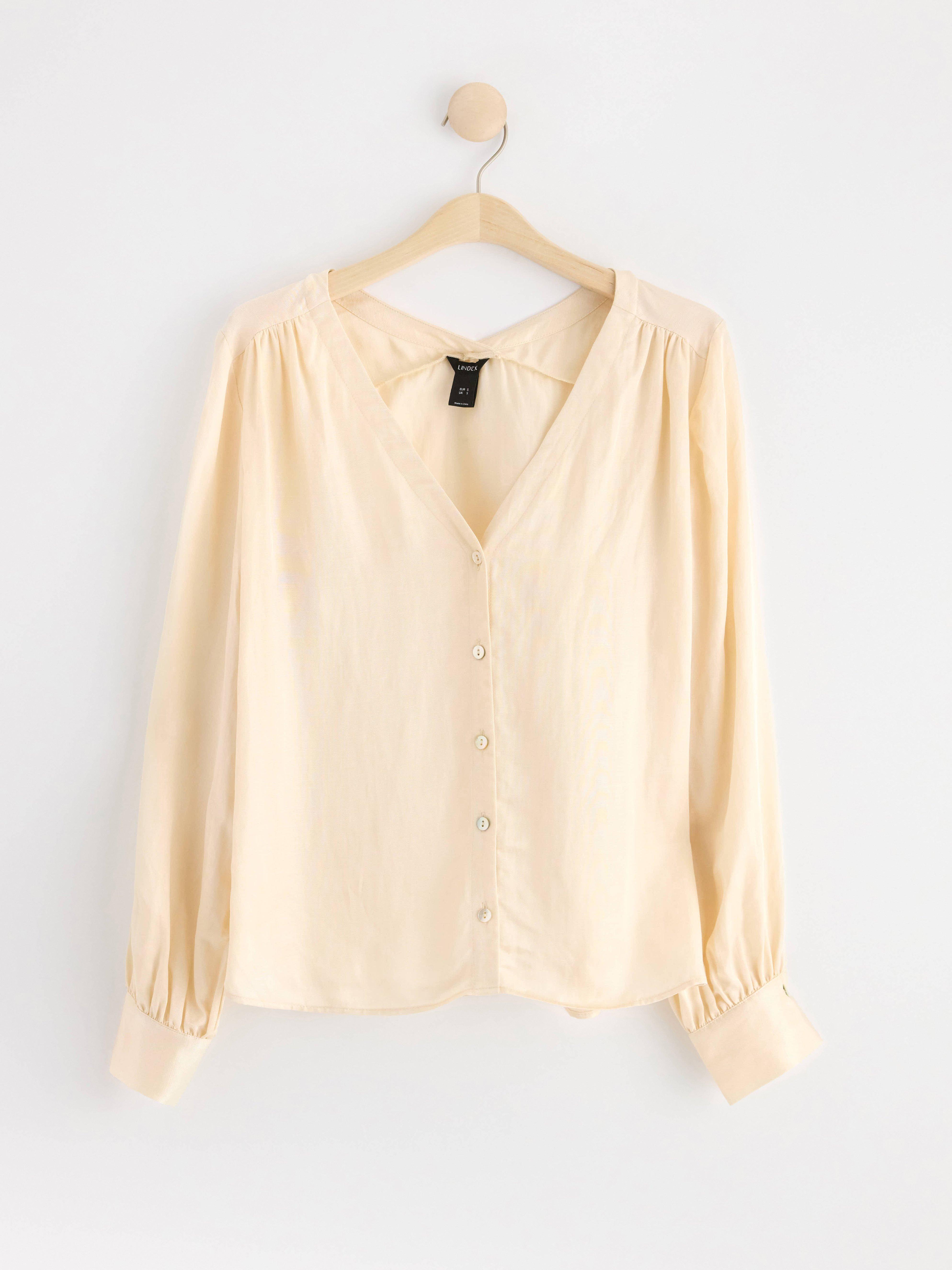 Long puff sleeve blouse Light Dusty White