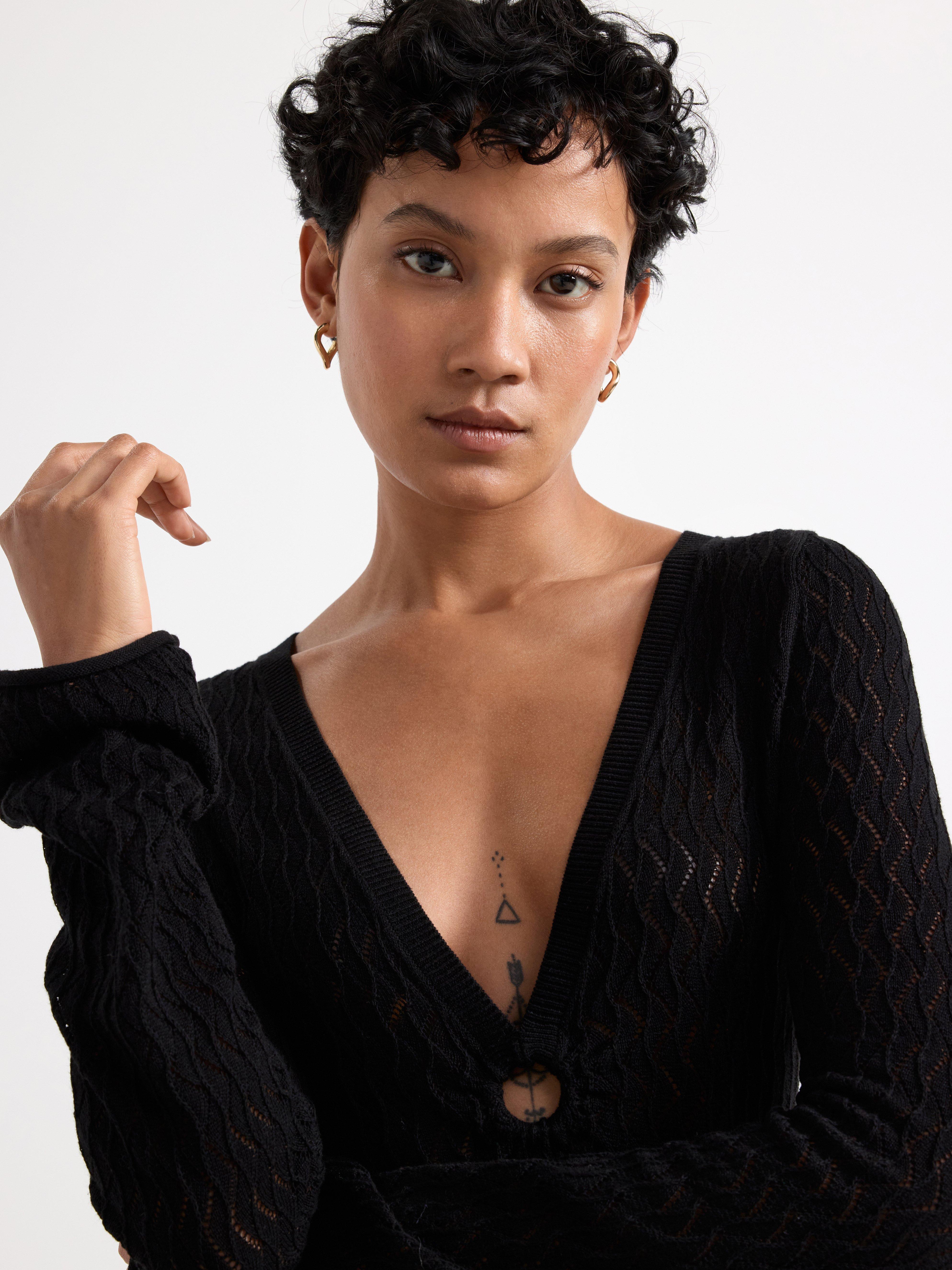 Knitted long sleeve dress Black