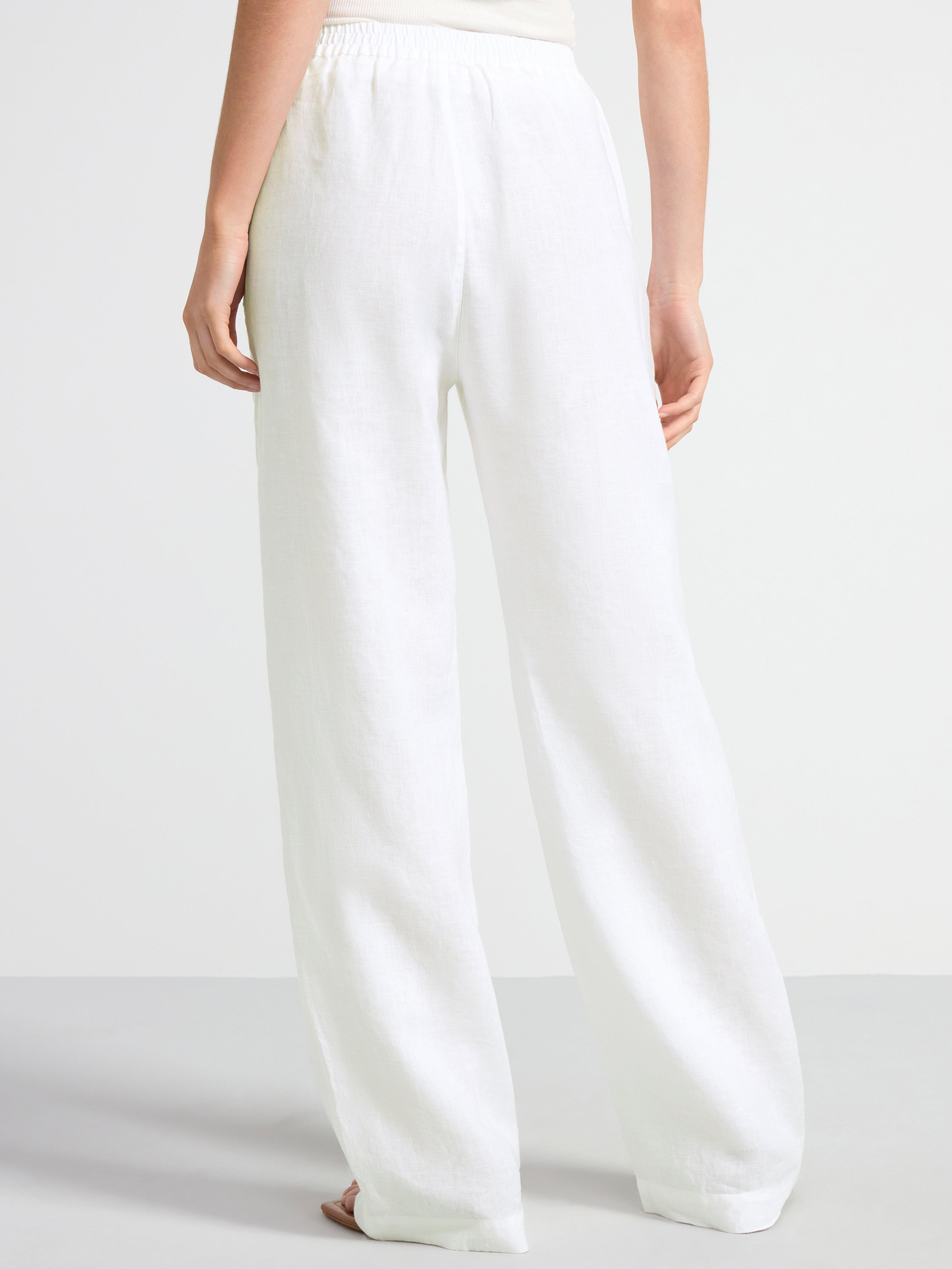 BELLA Straight linen trousers White