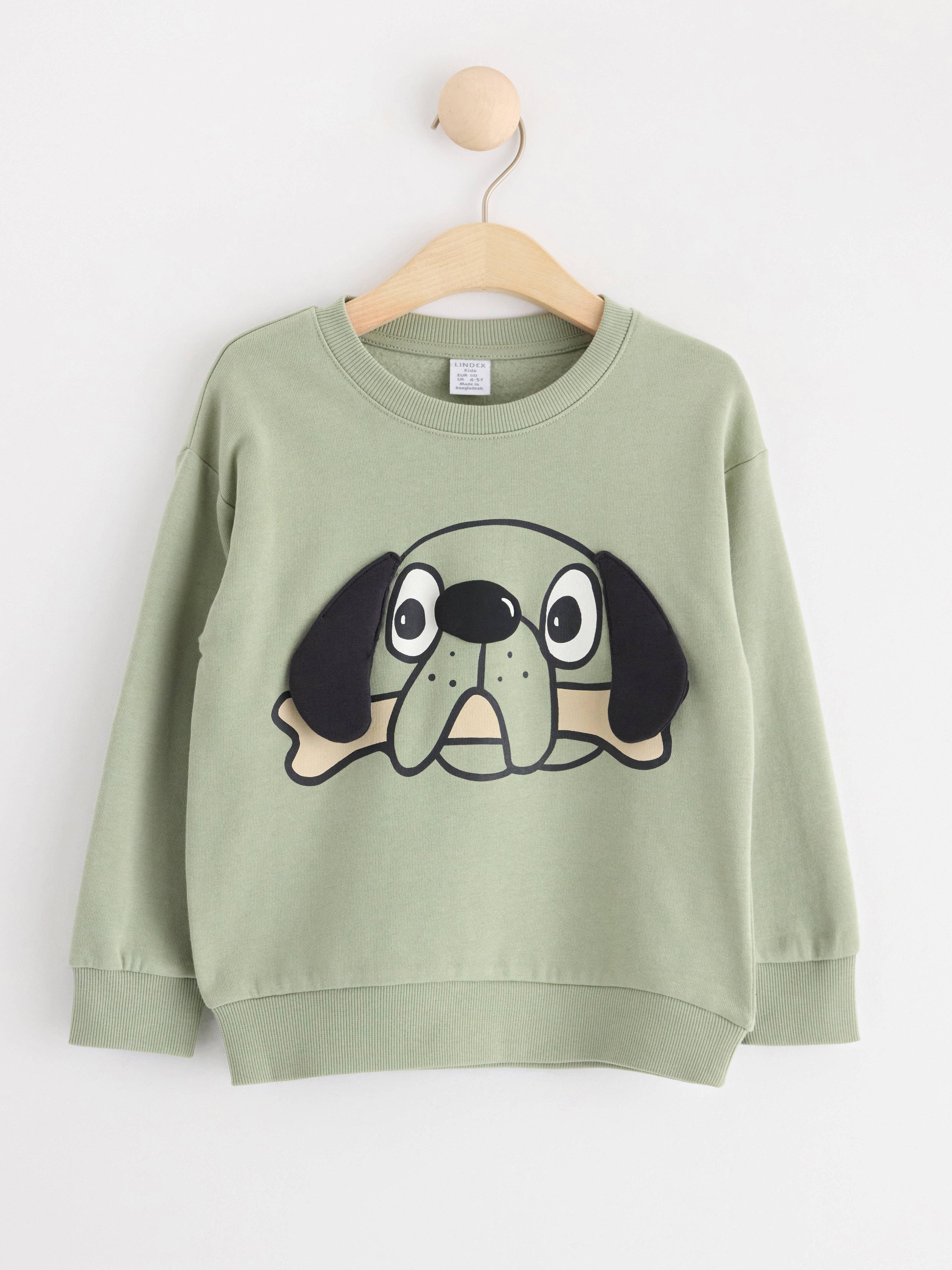 Sweatshirt with dog Dusty Green