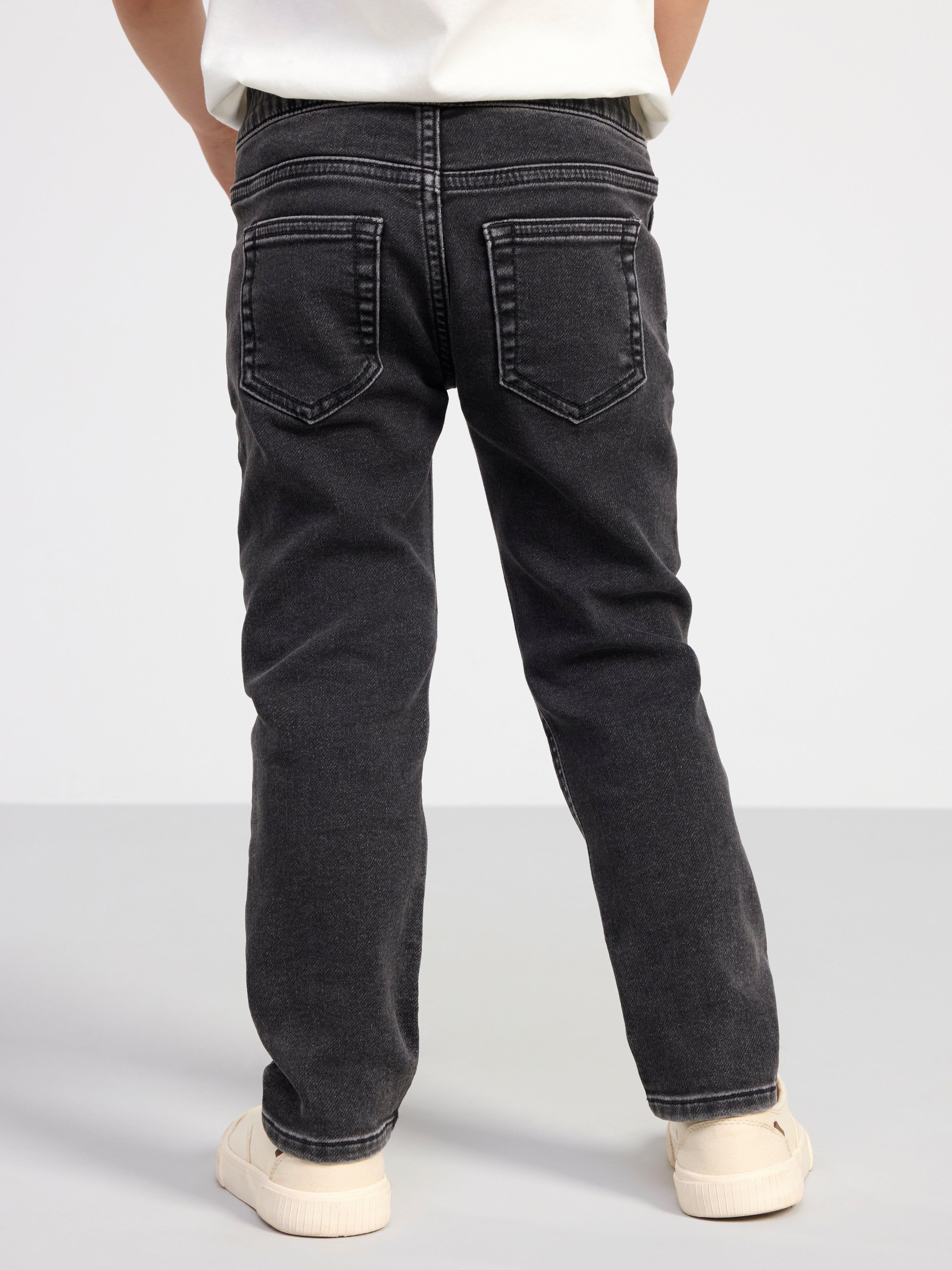 STURE Straight regular waist pull-up jeans Black