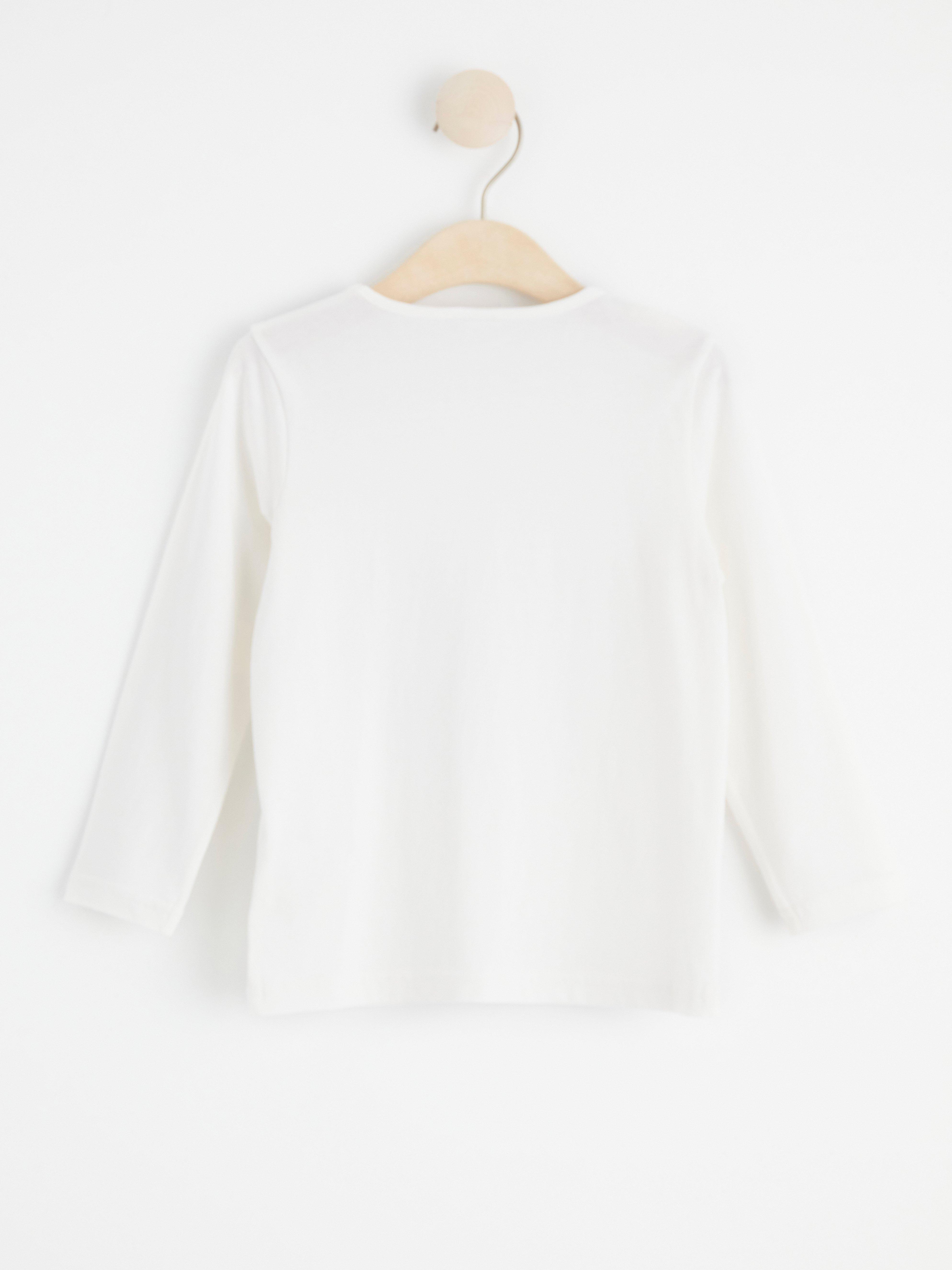 Long sleeve top with reversible sequins Light Dusty White