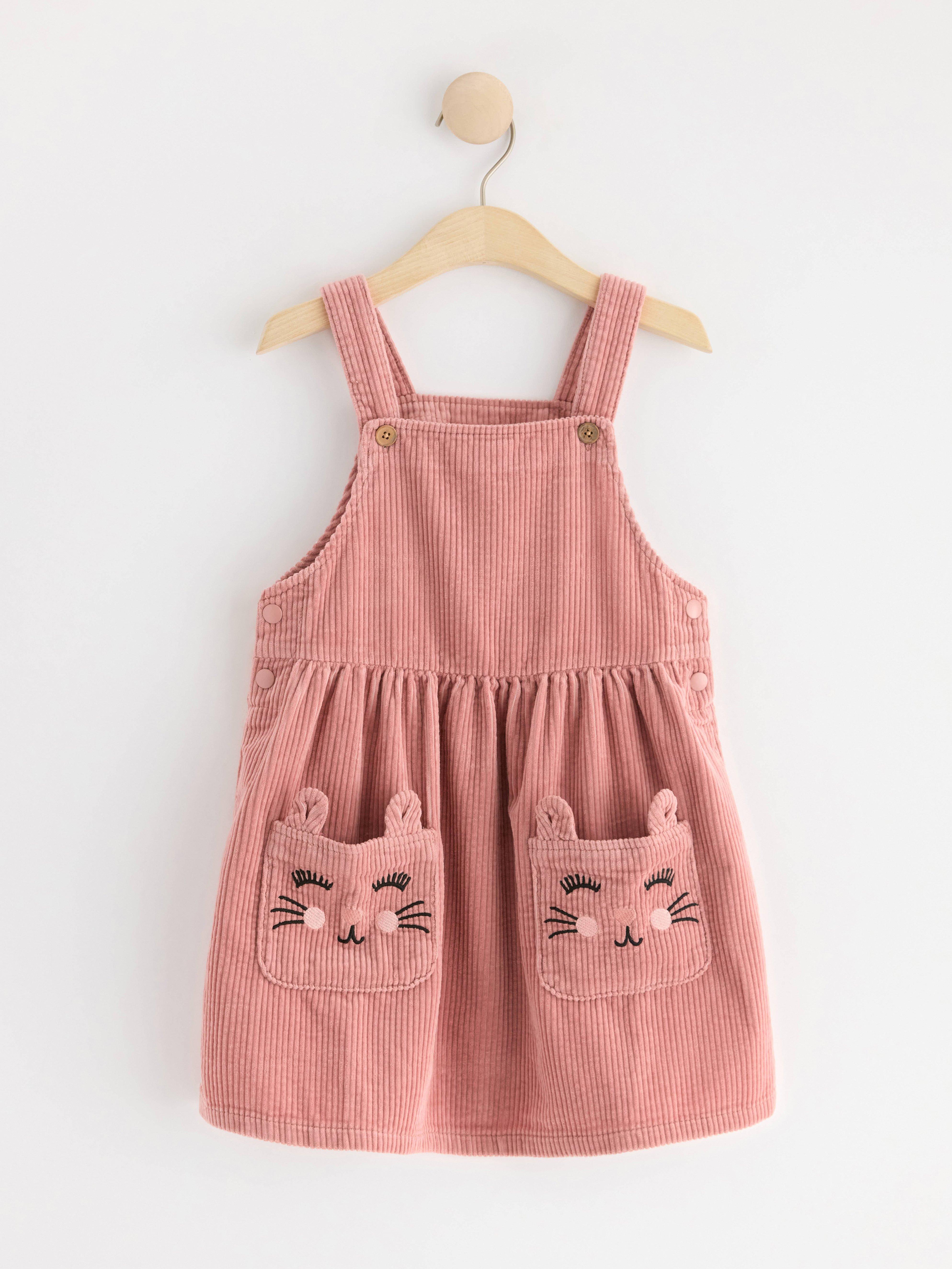 Bib dress in corduroy Dusty Pink