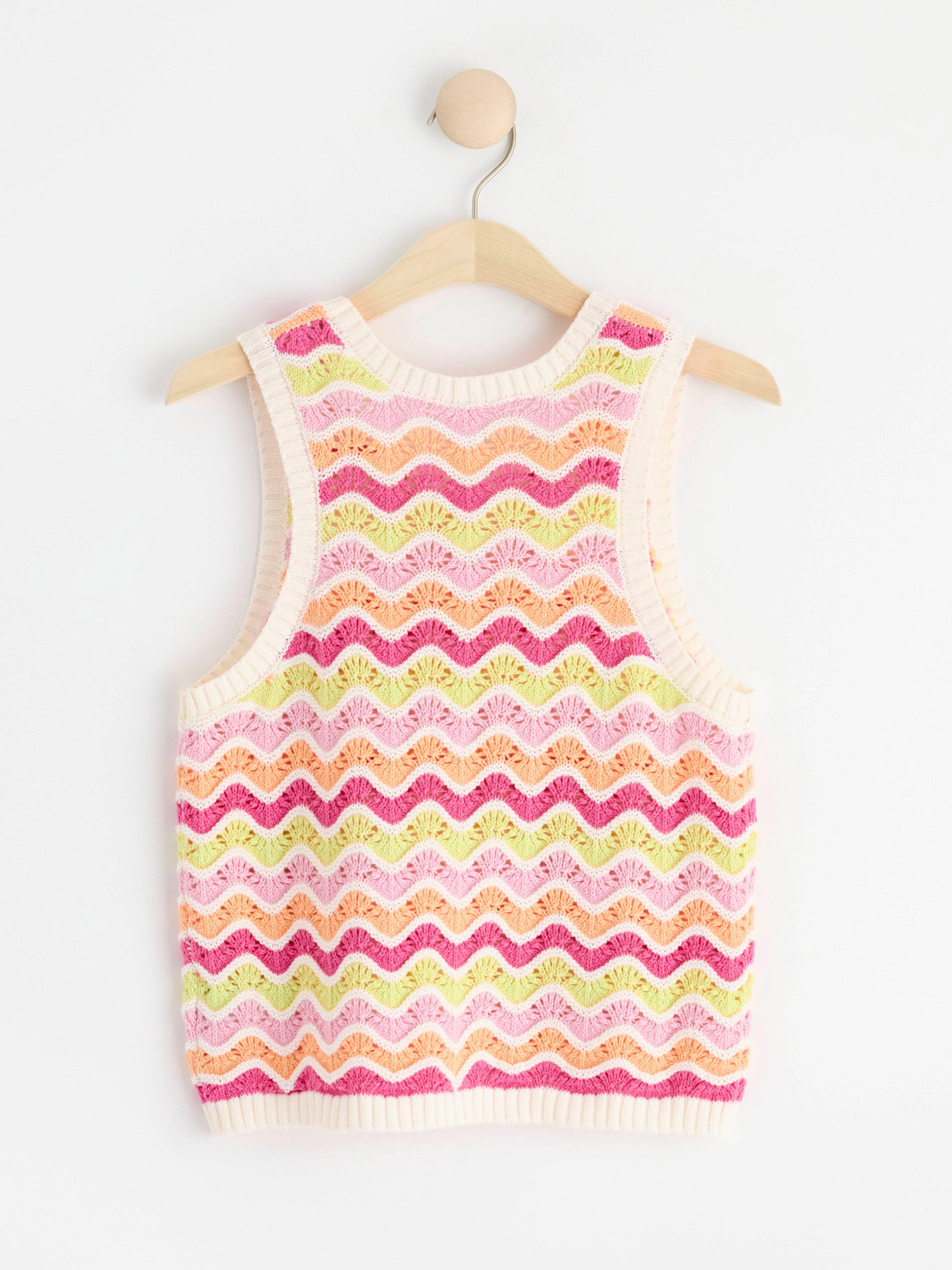 Sleeveless knitted top Light Dusty White