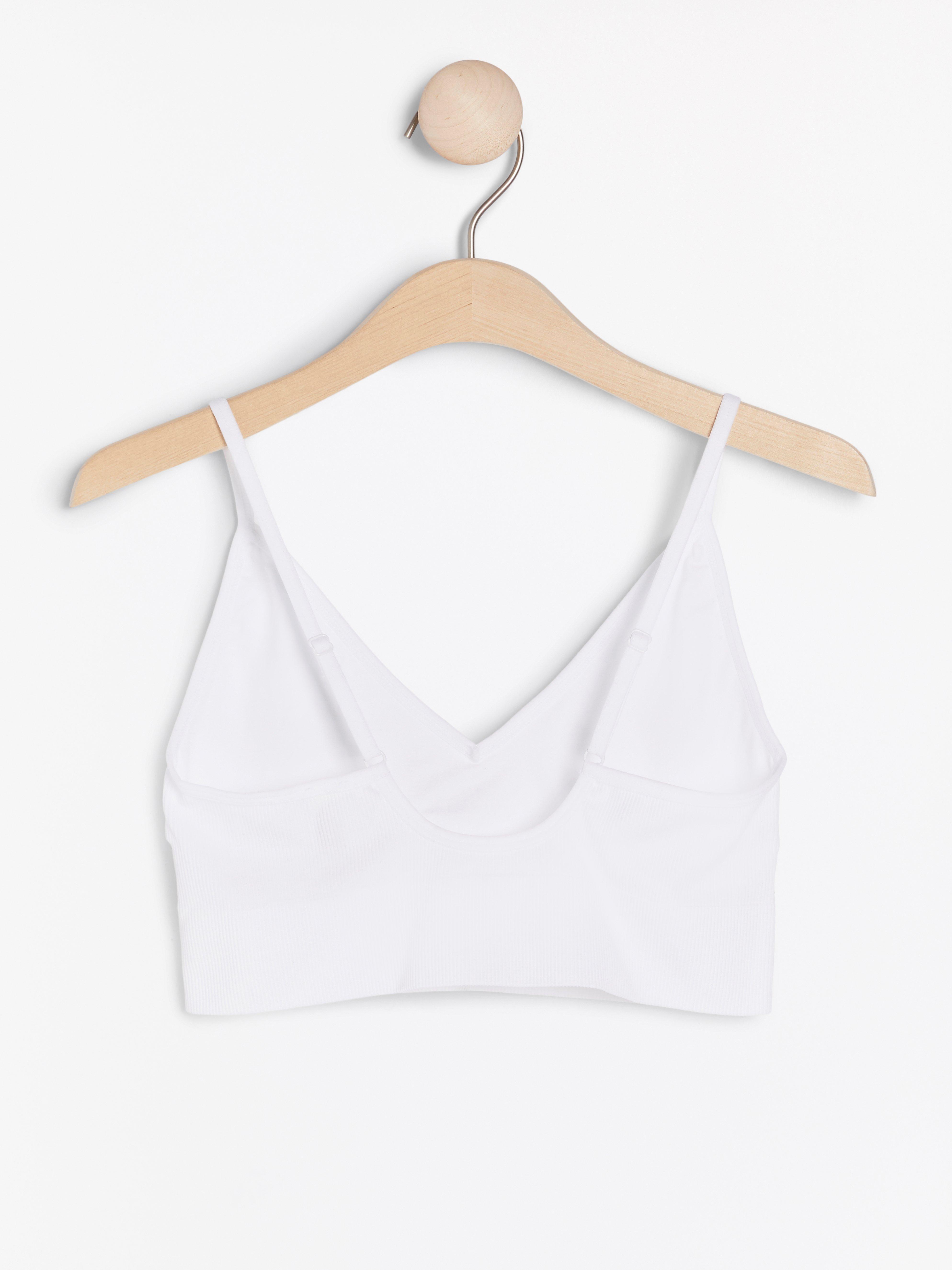 Seamless ribbed v-neck soft bra White