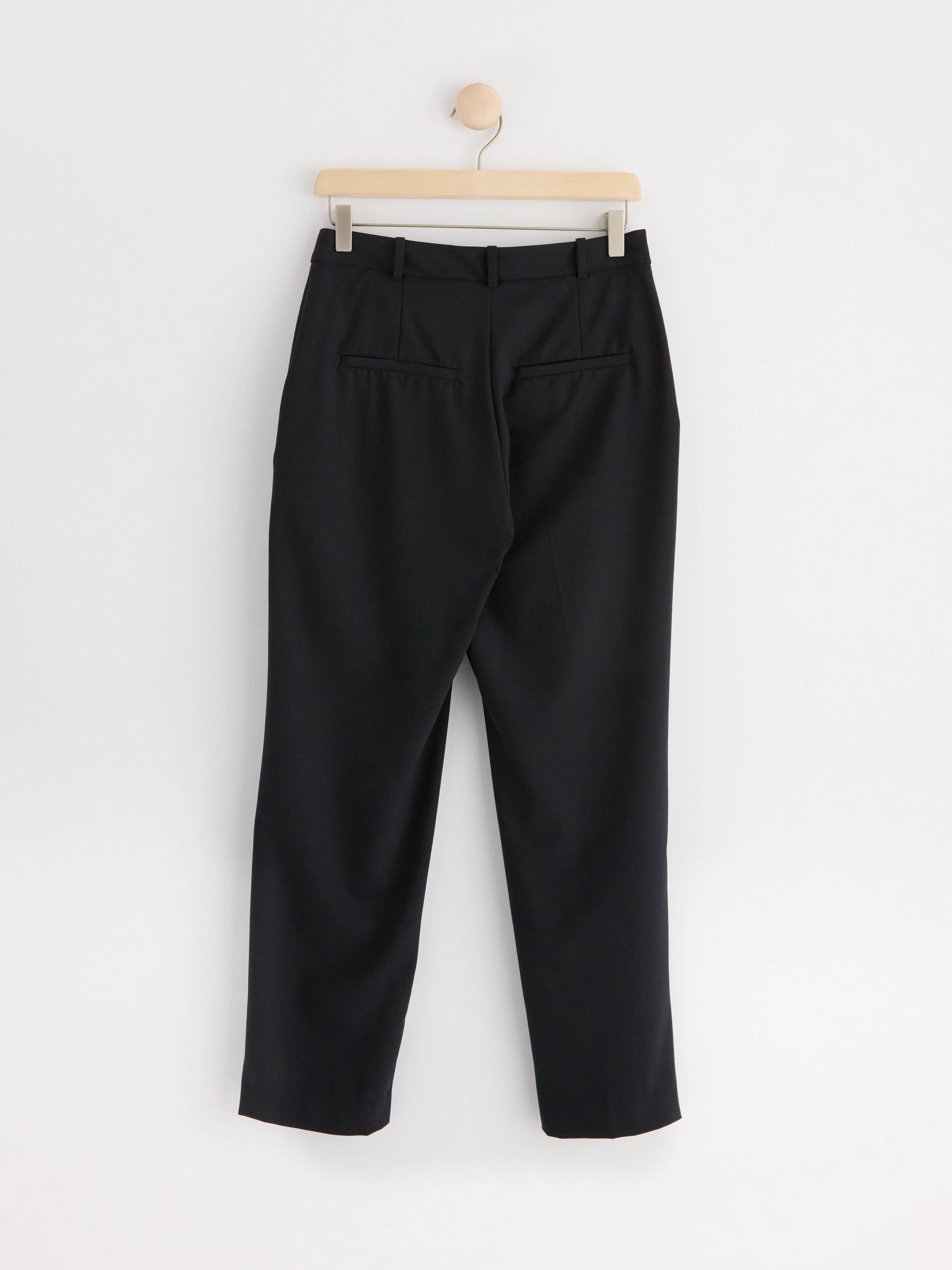 POLLY Straight cropped trousers with regular waist Off Black