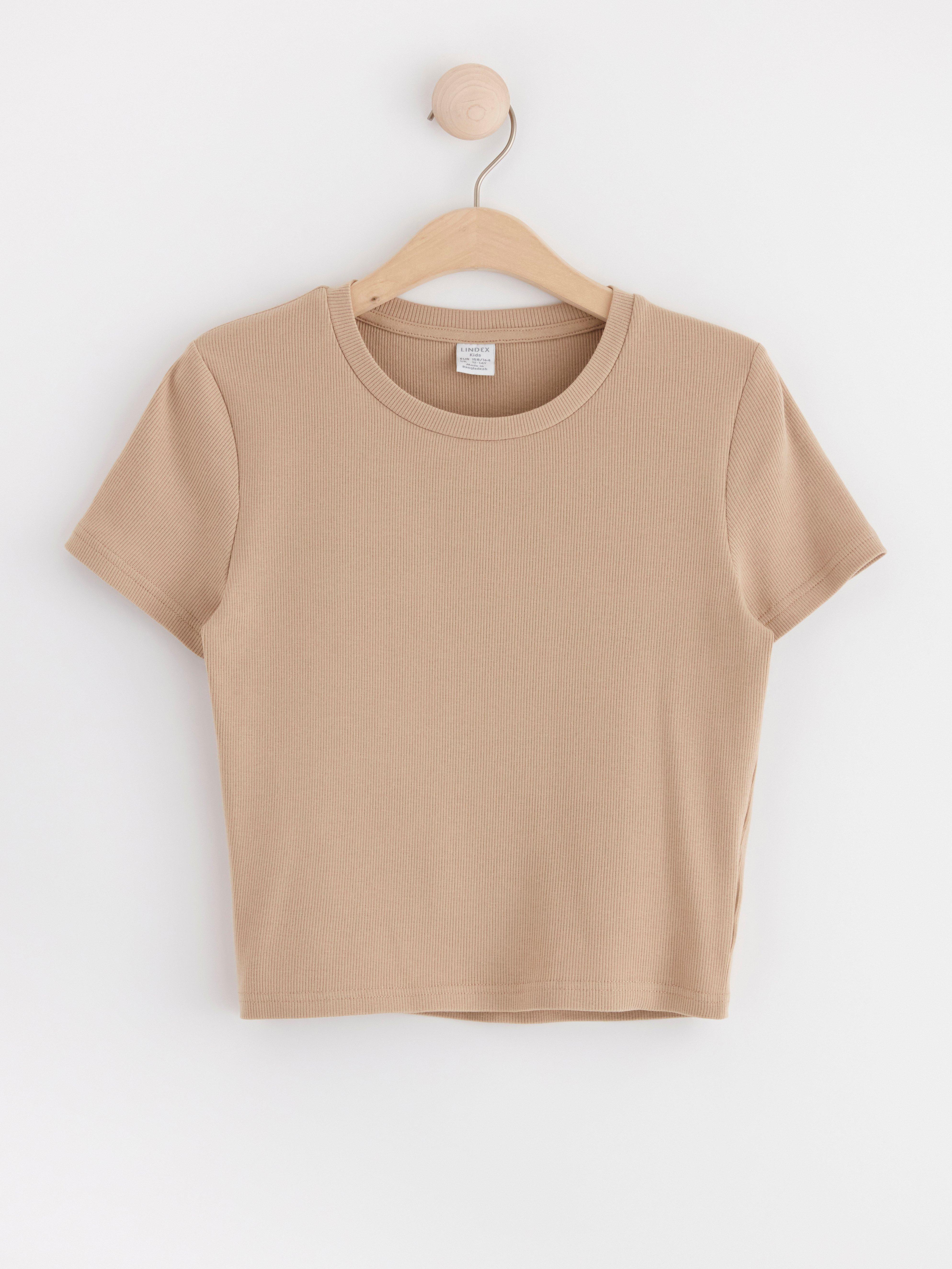 Ribbed cropped top Beige