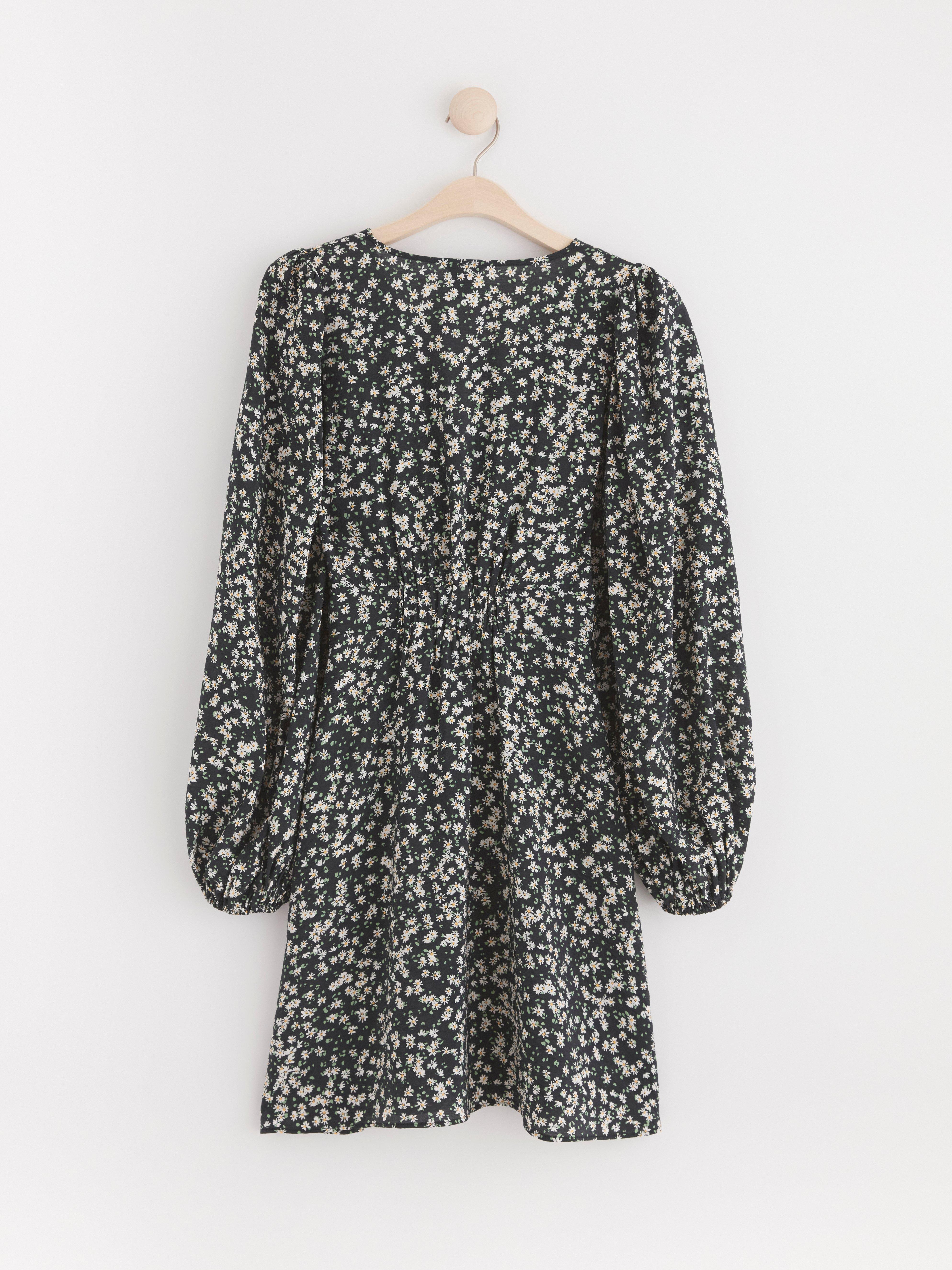 Puff sleeve midi dress Light White