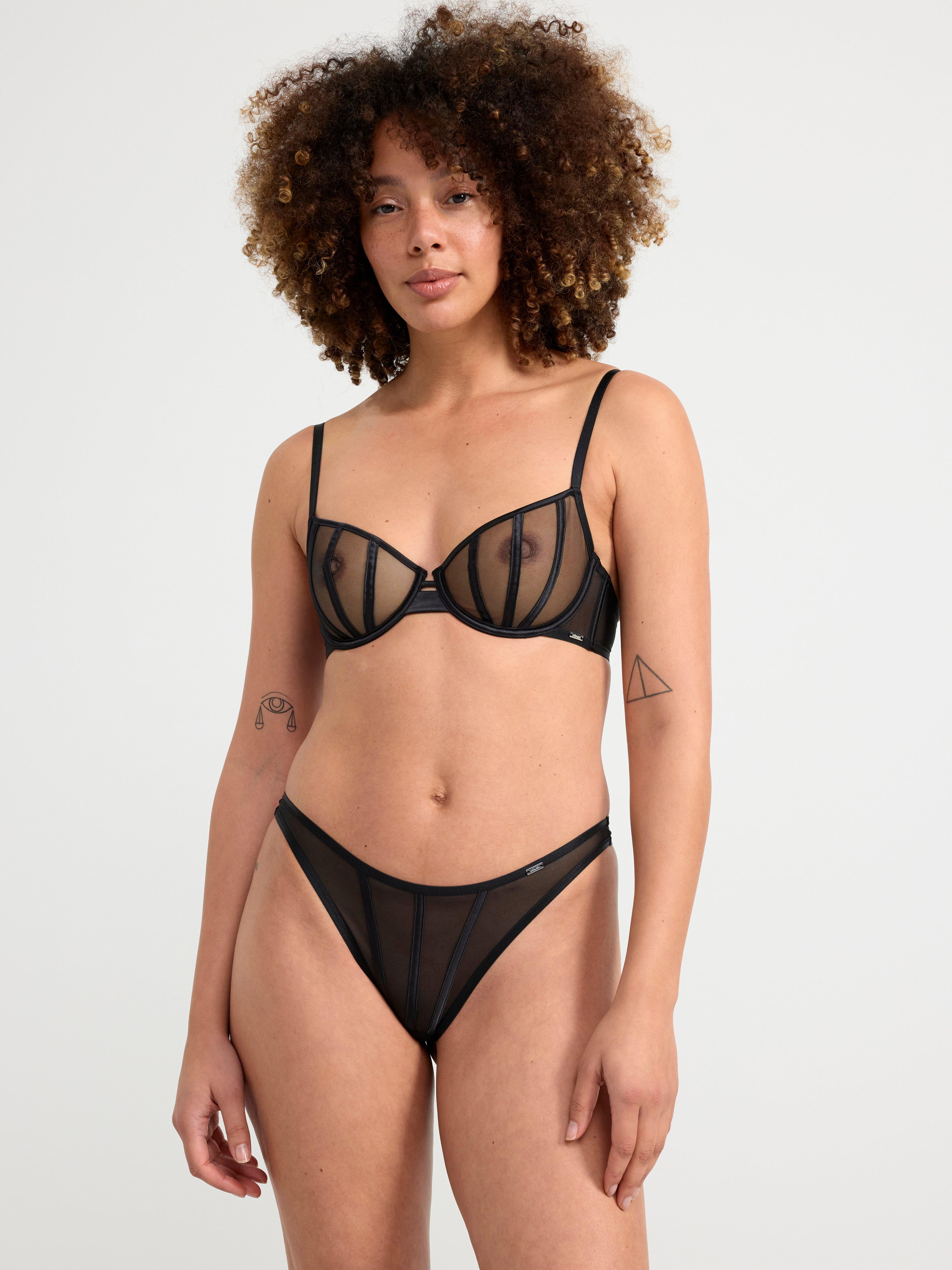 Senna unpadded bra with mesh Black