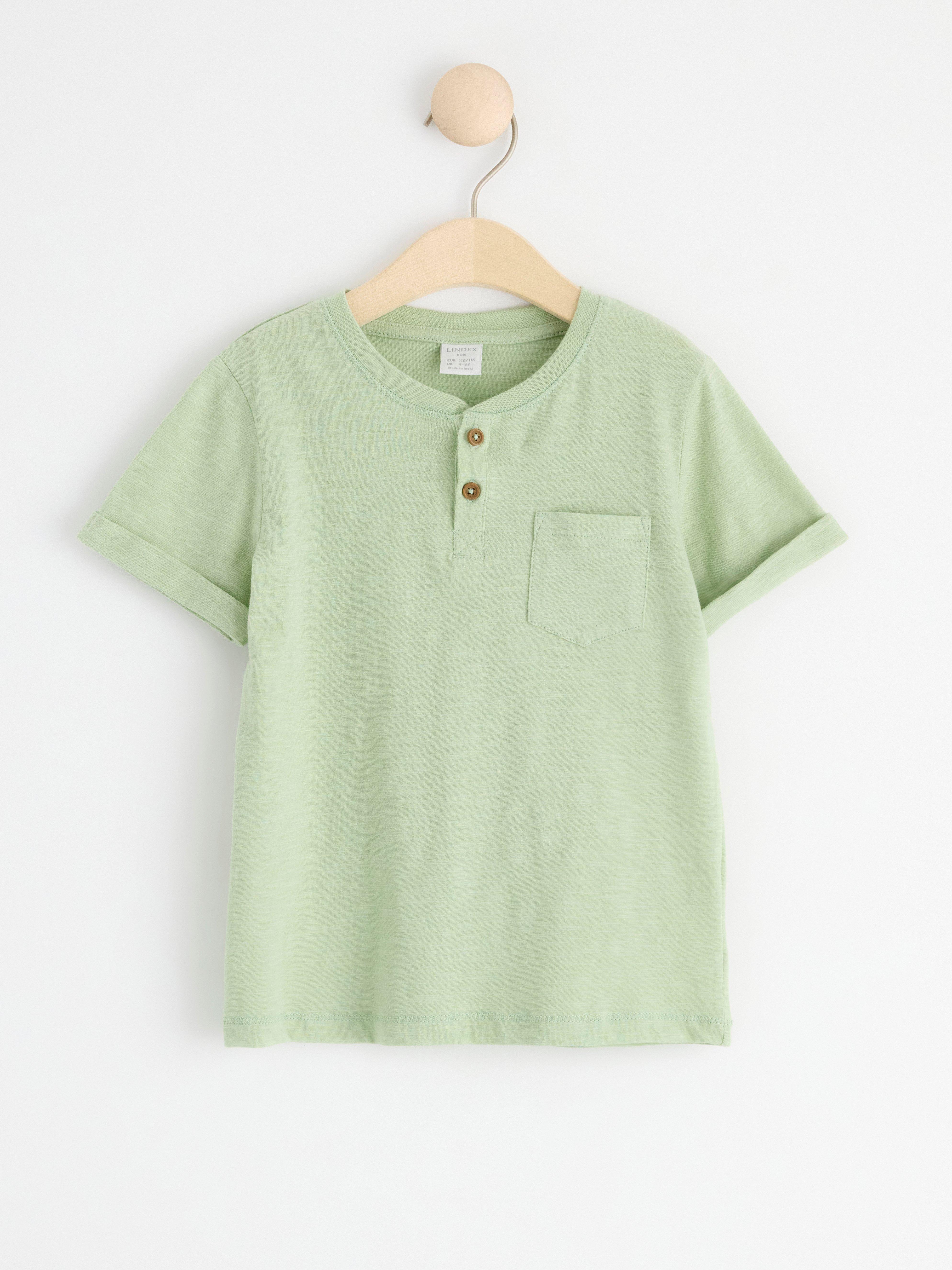 Short sleeve top with buttons Light Dusty Green