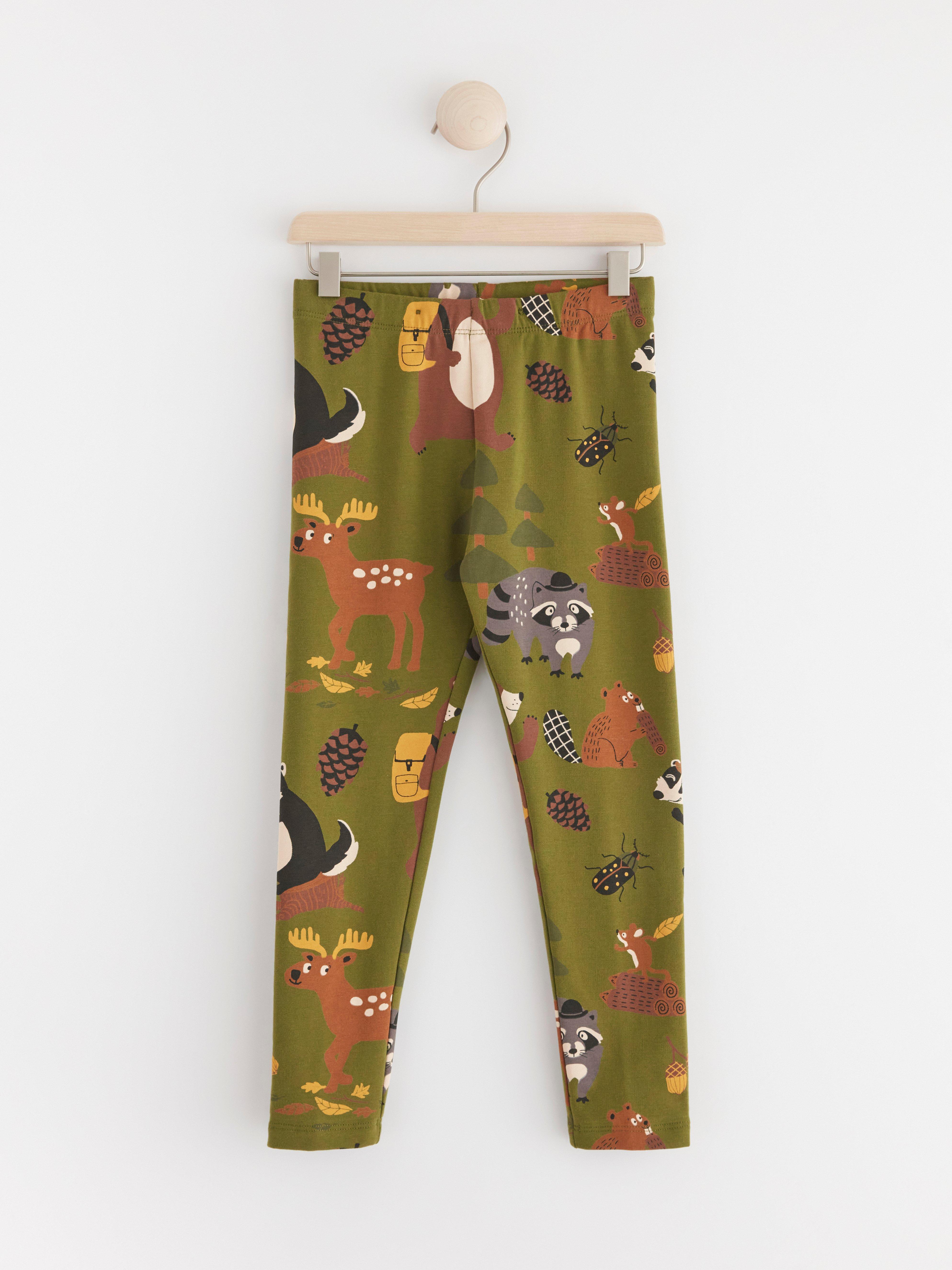 Leggings with animal print Dark Green
