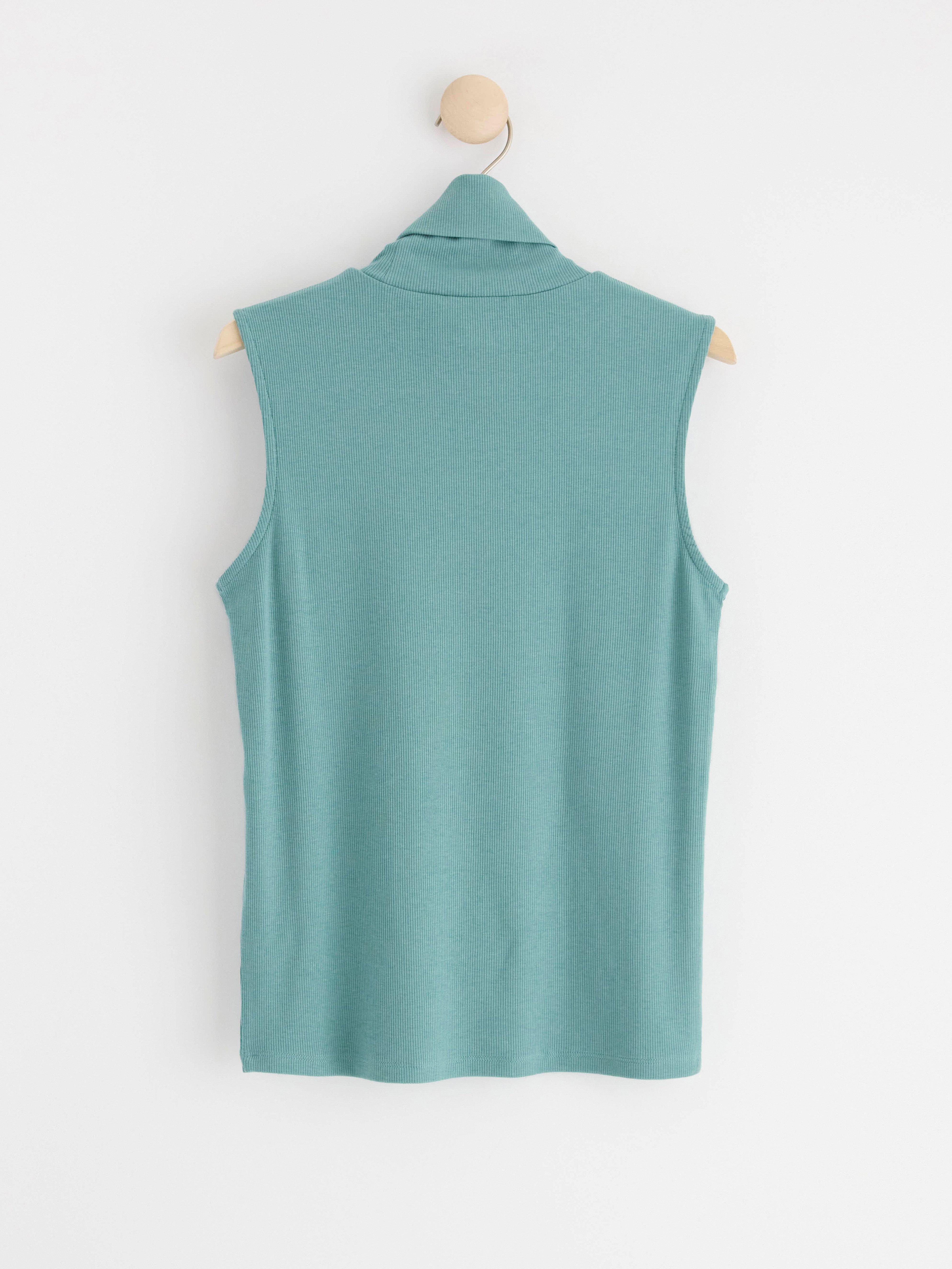 Sleeveless roll neck top Turquoise