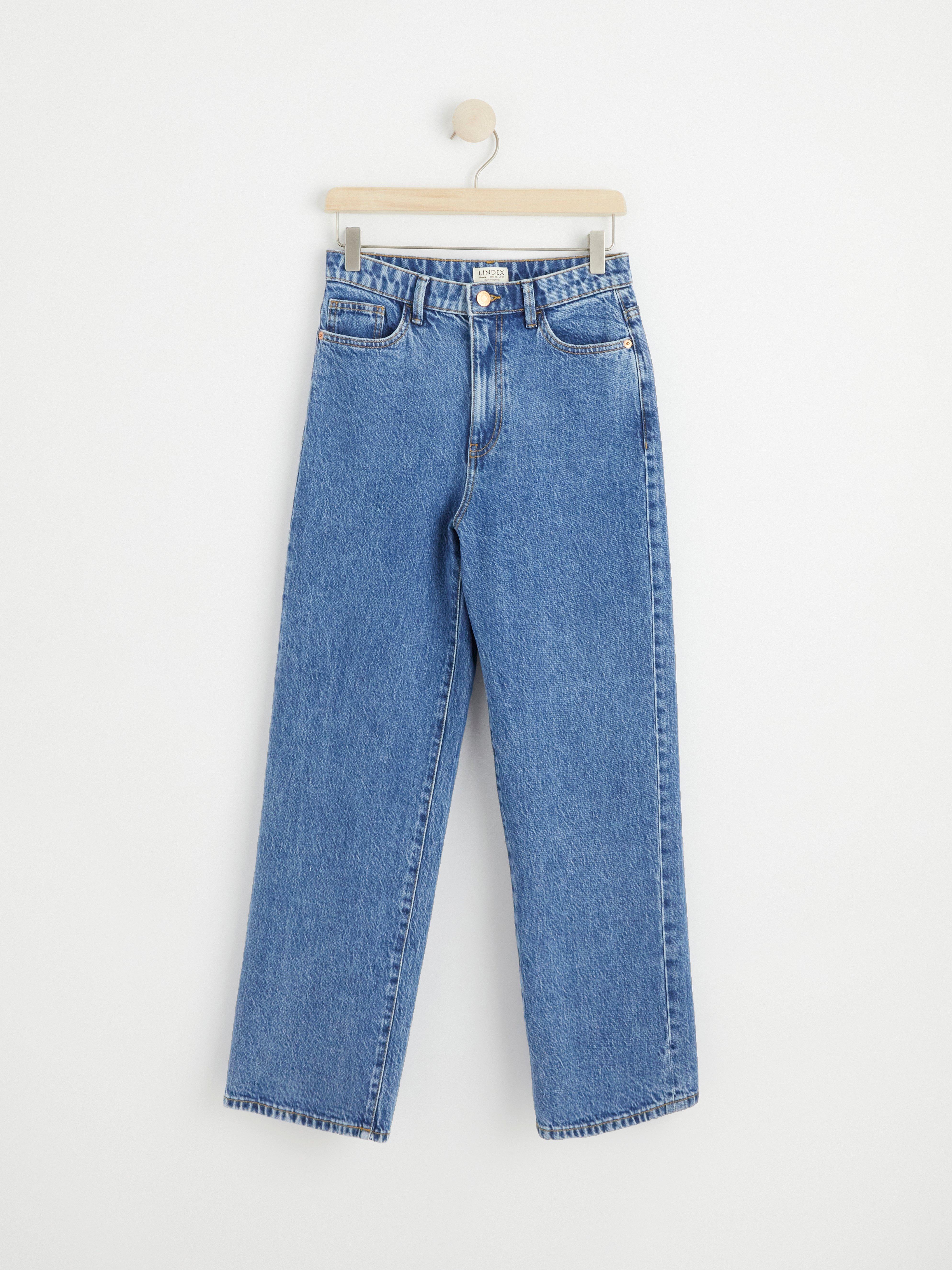 HANNA Wide high waist jeans with cropped leg Denim blue