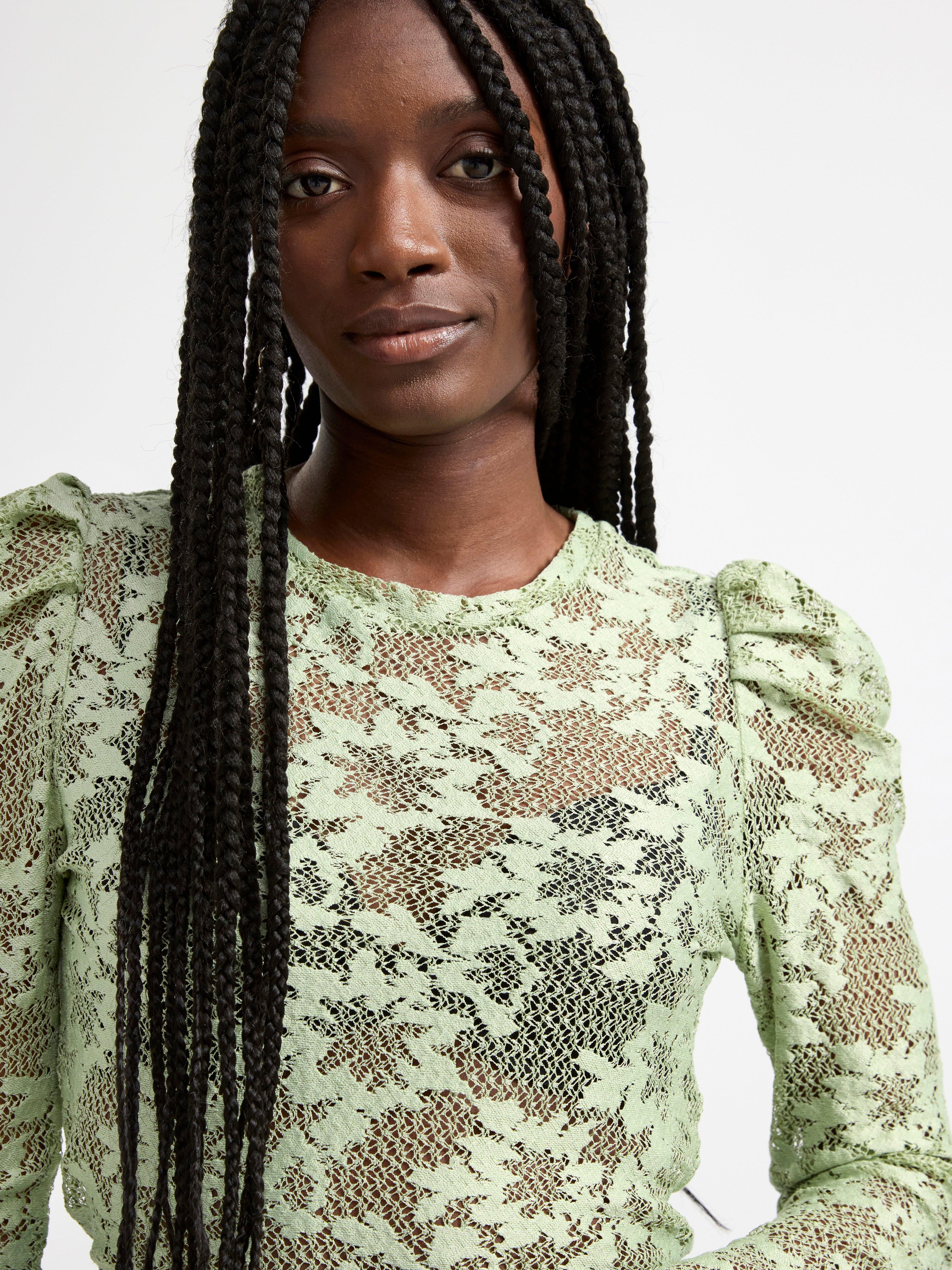 Long sleeve lace top Light Dusty Green