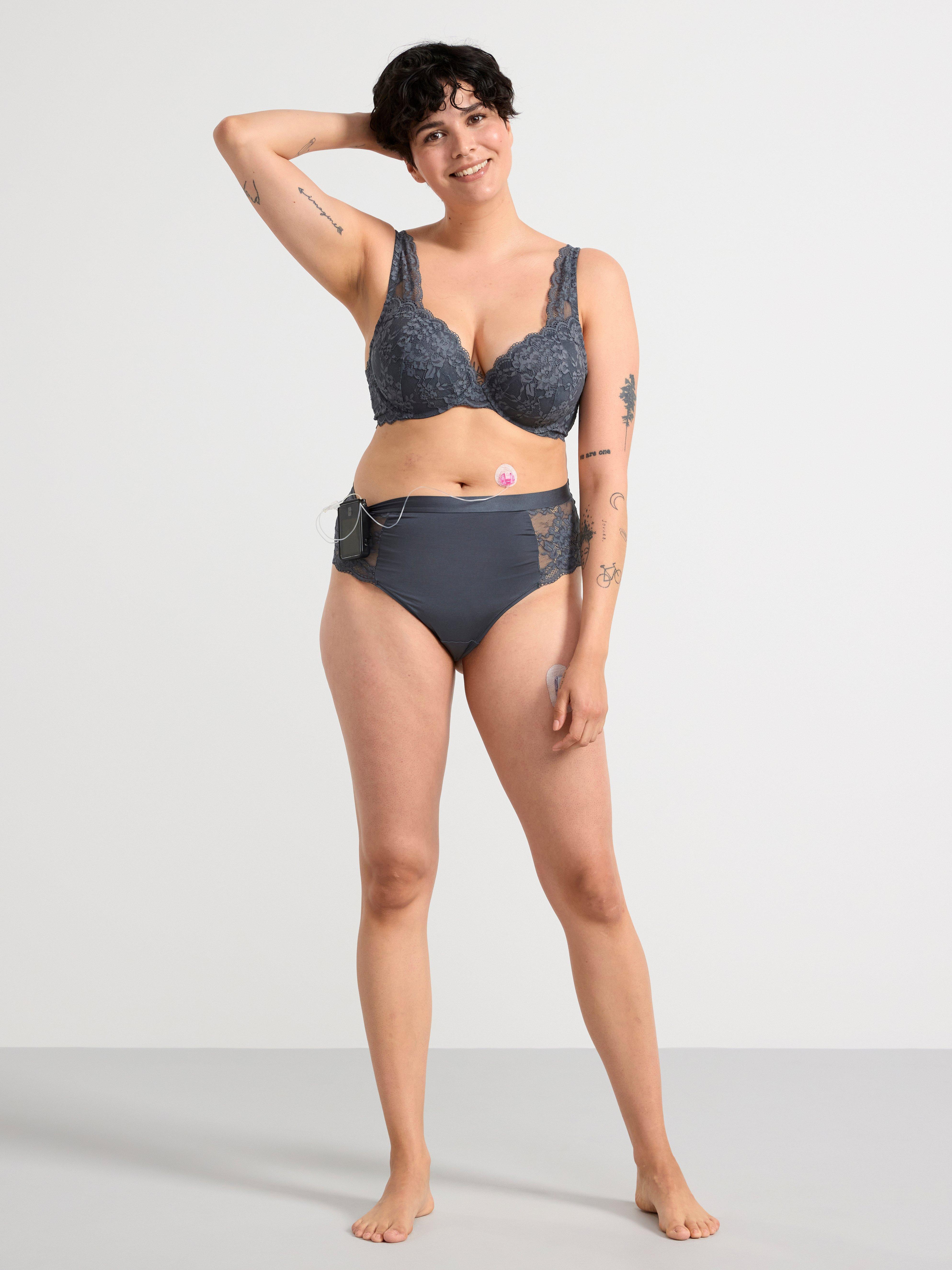 Malva push-up bra with lace Dark Grey
