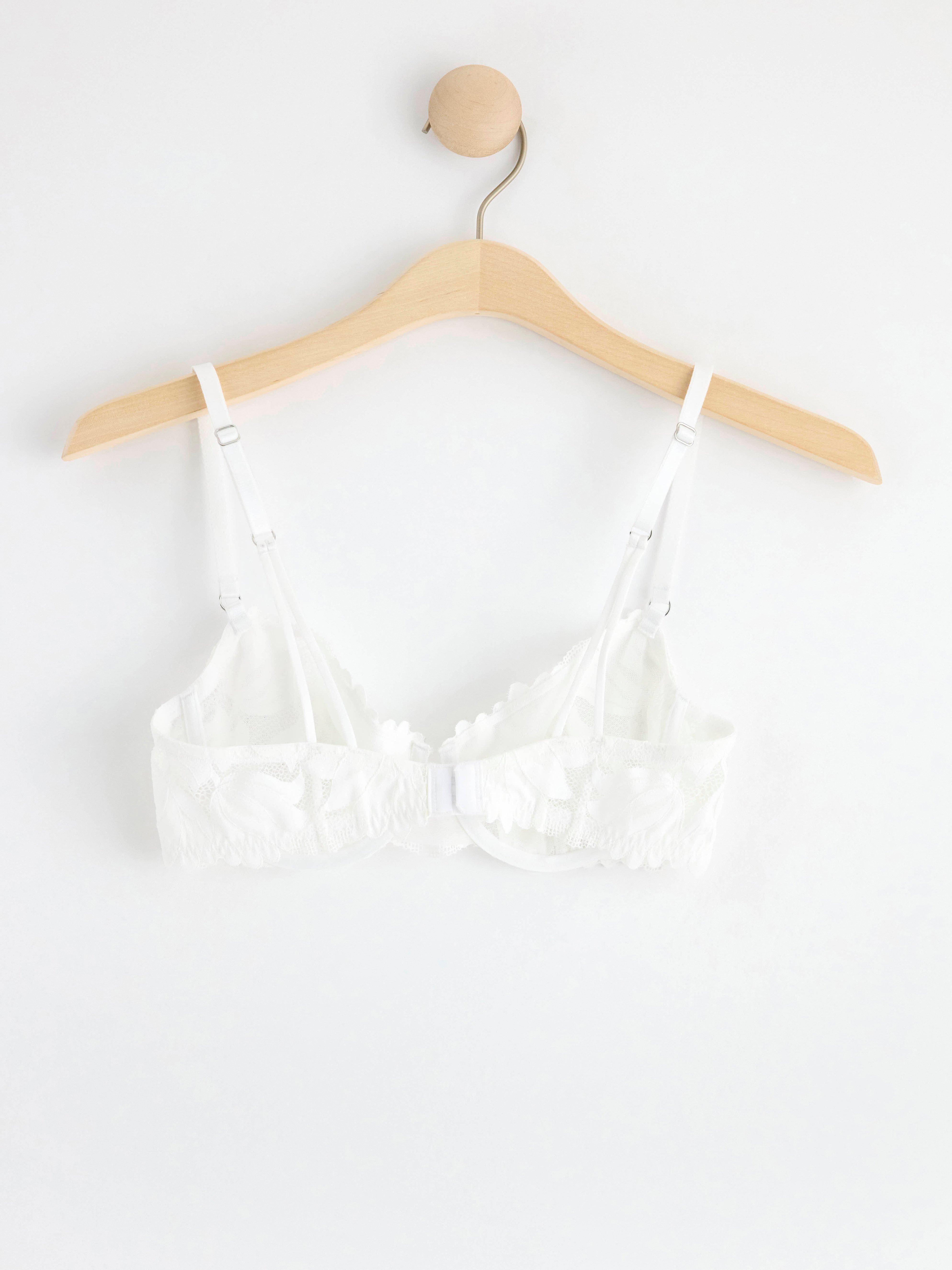 Unpadded bra with mesh and lace White