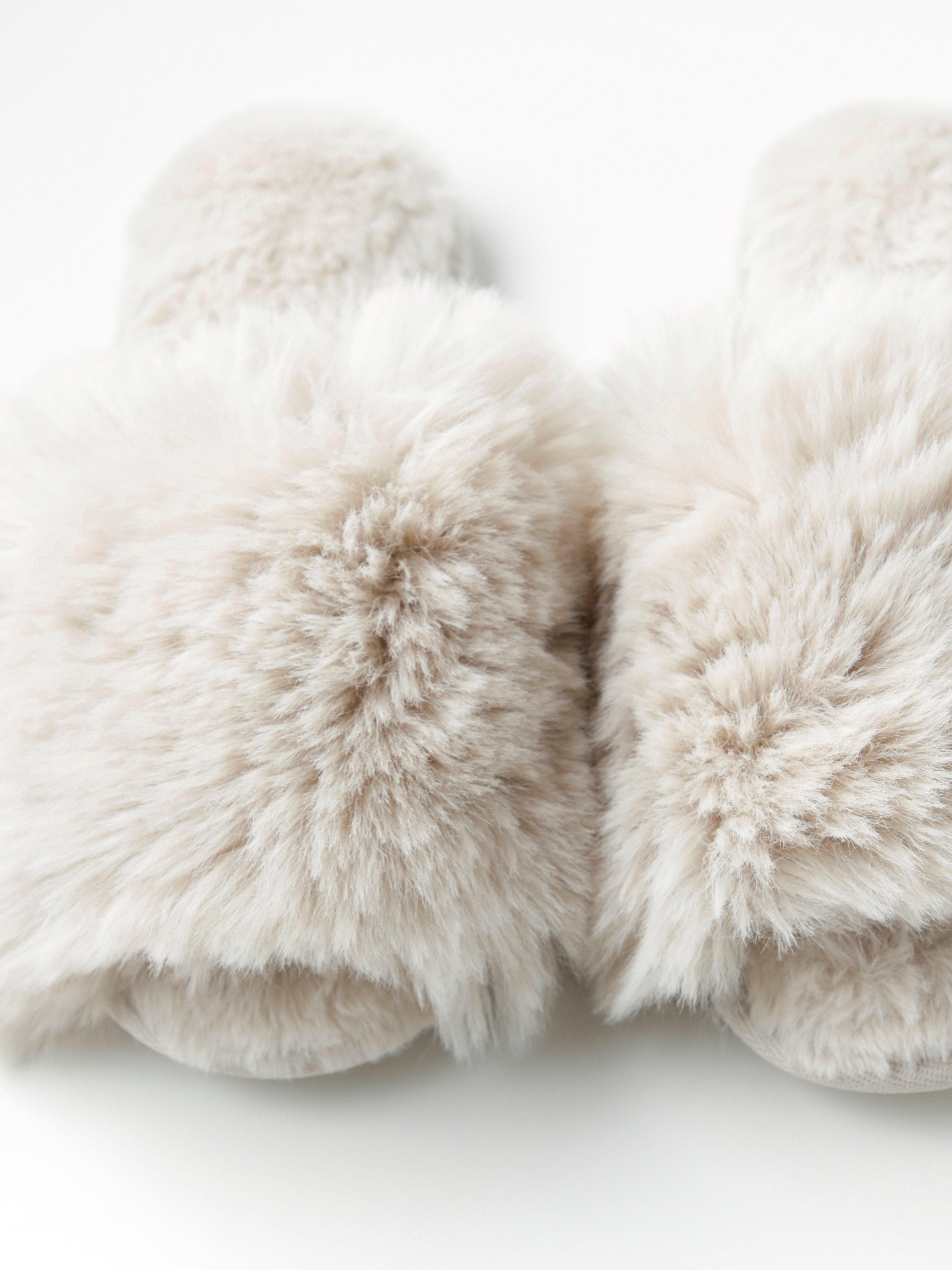 Fake fur slippers Light Beige