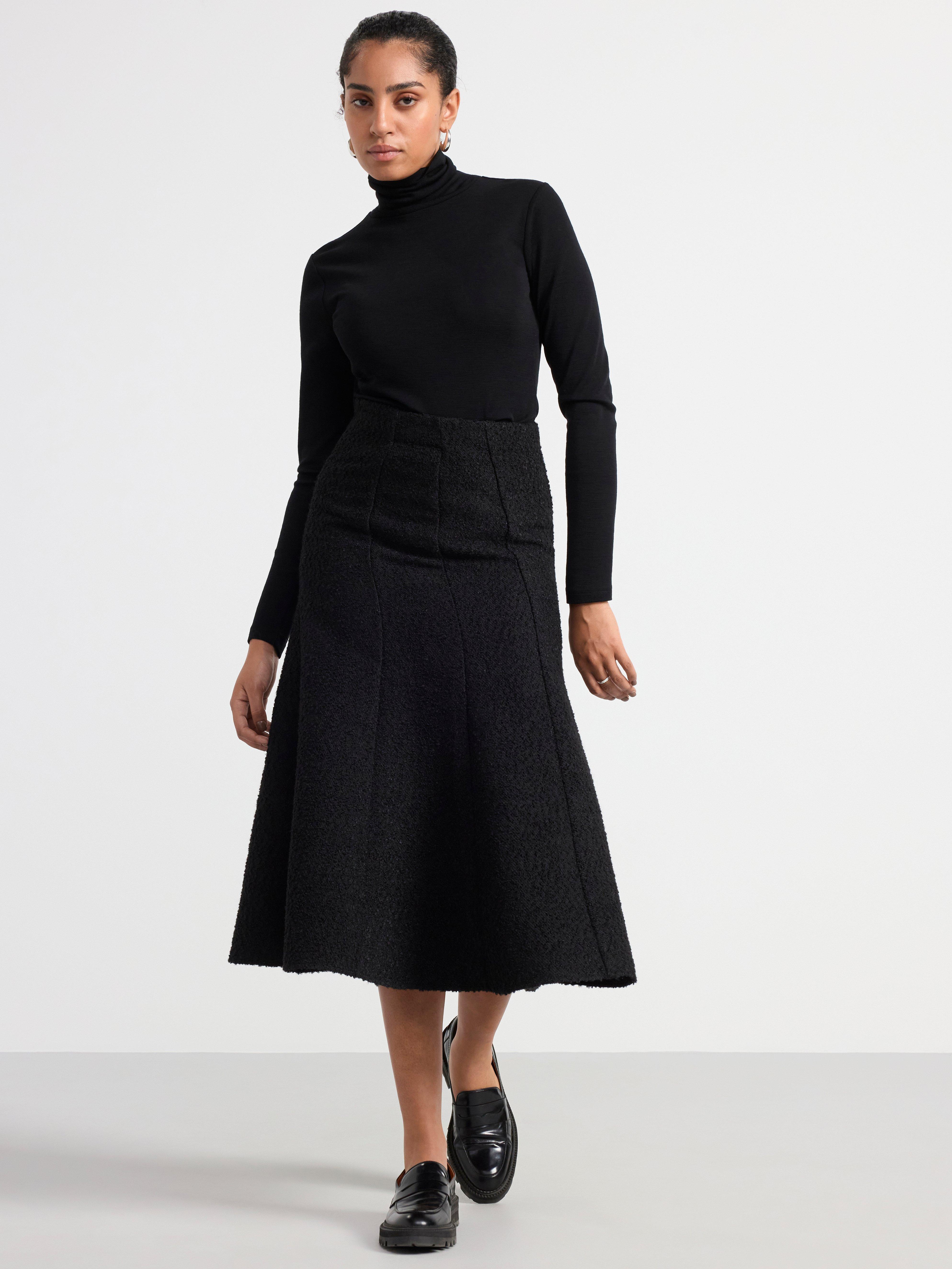 MIdi skirt in bouclé Black