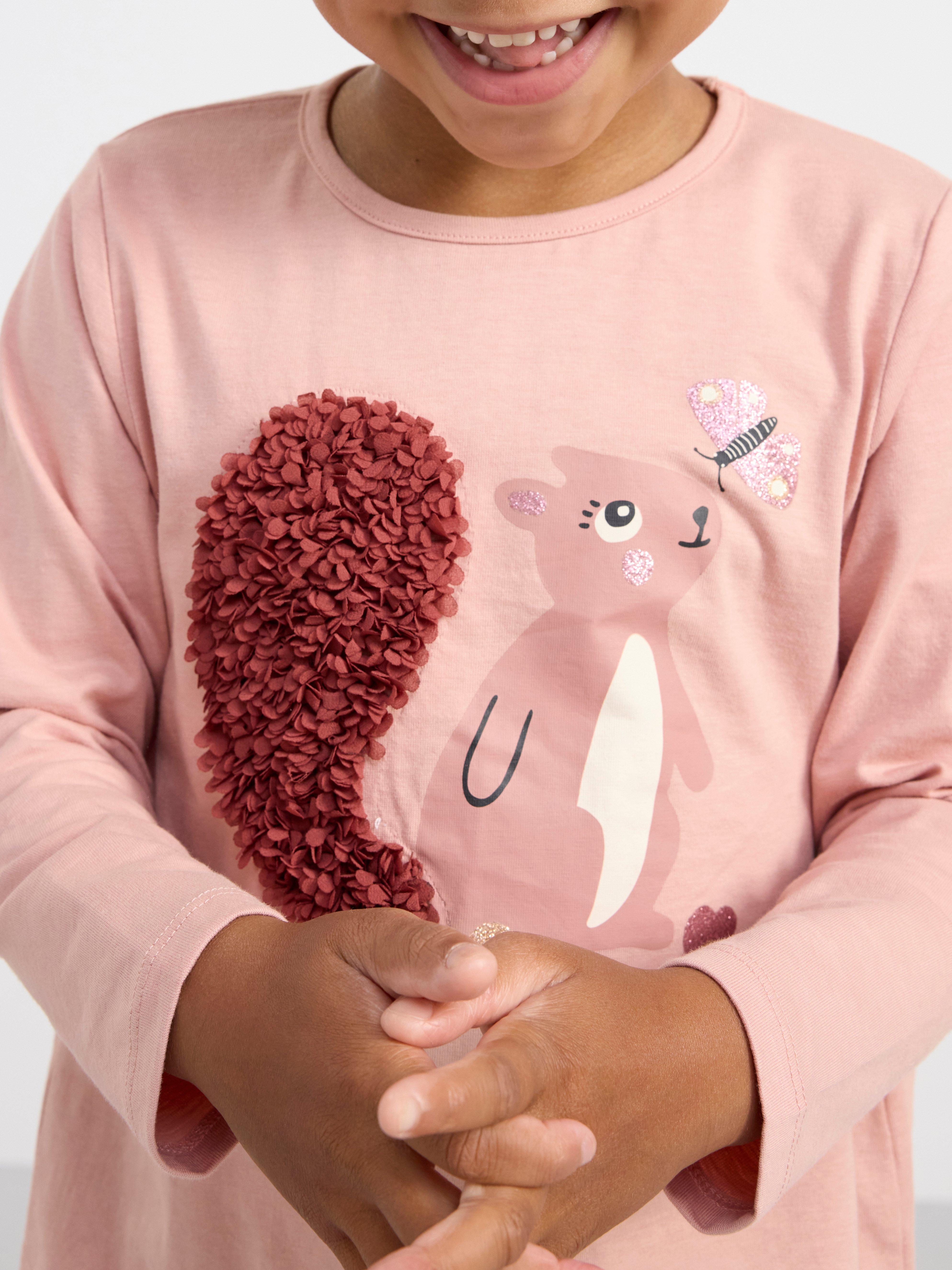 Long sleeve top with squirrel Dusty Pink