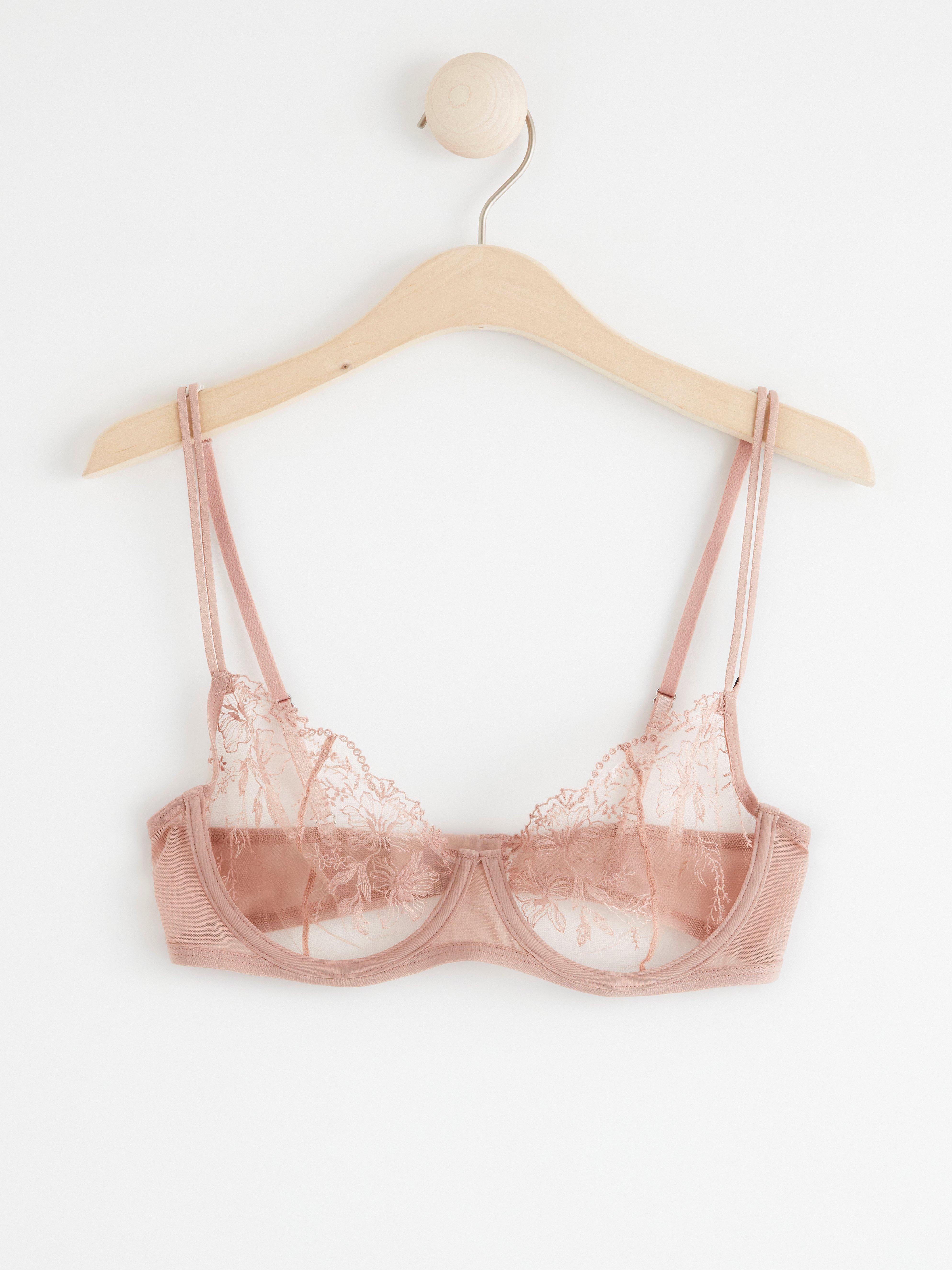 Senna unpadded bra with lace Light Dusty Pink