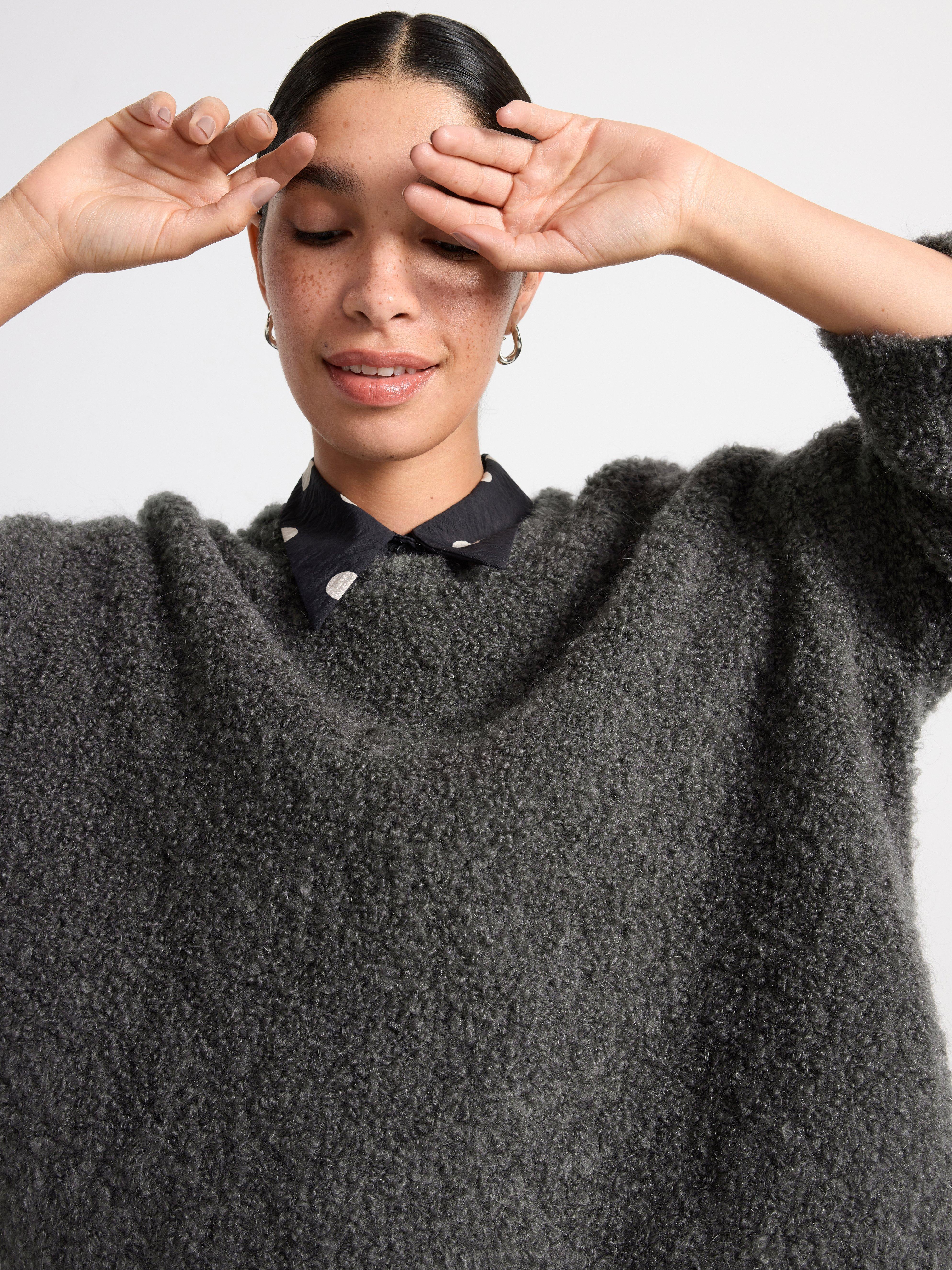 Knitted jumper in wool blend Dark Grey