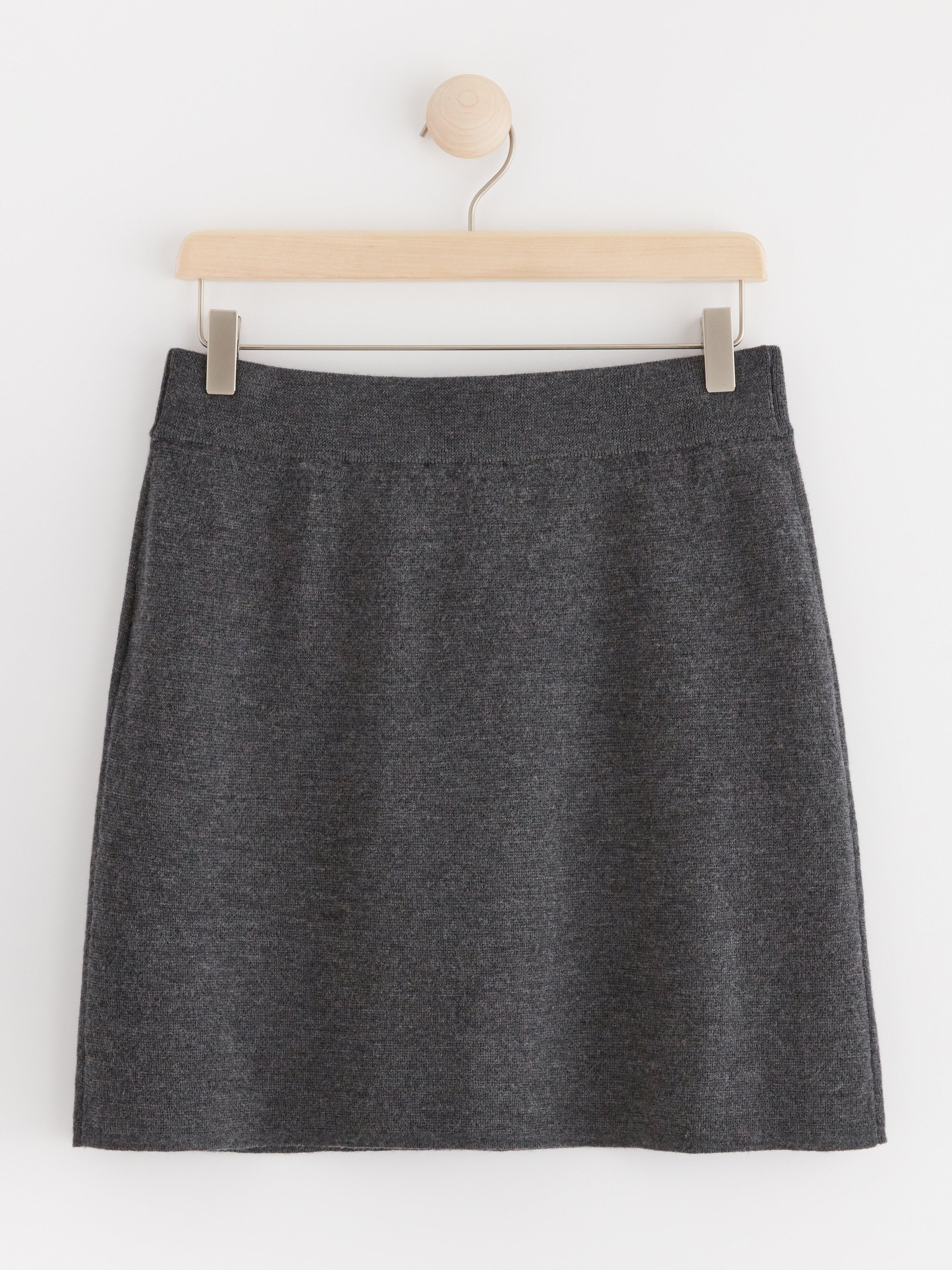 Knitted mini skirt in merino wool Dark Grey Melange