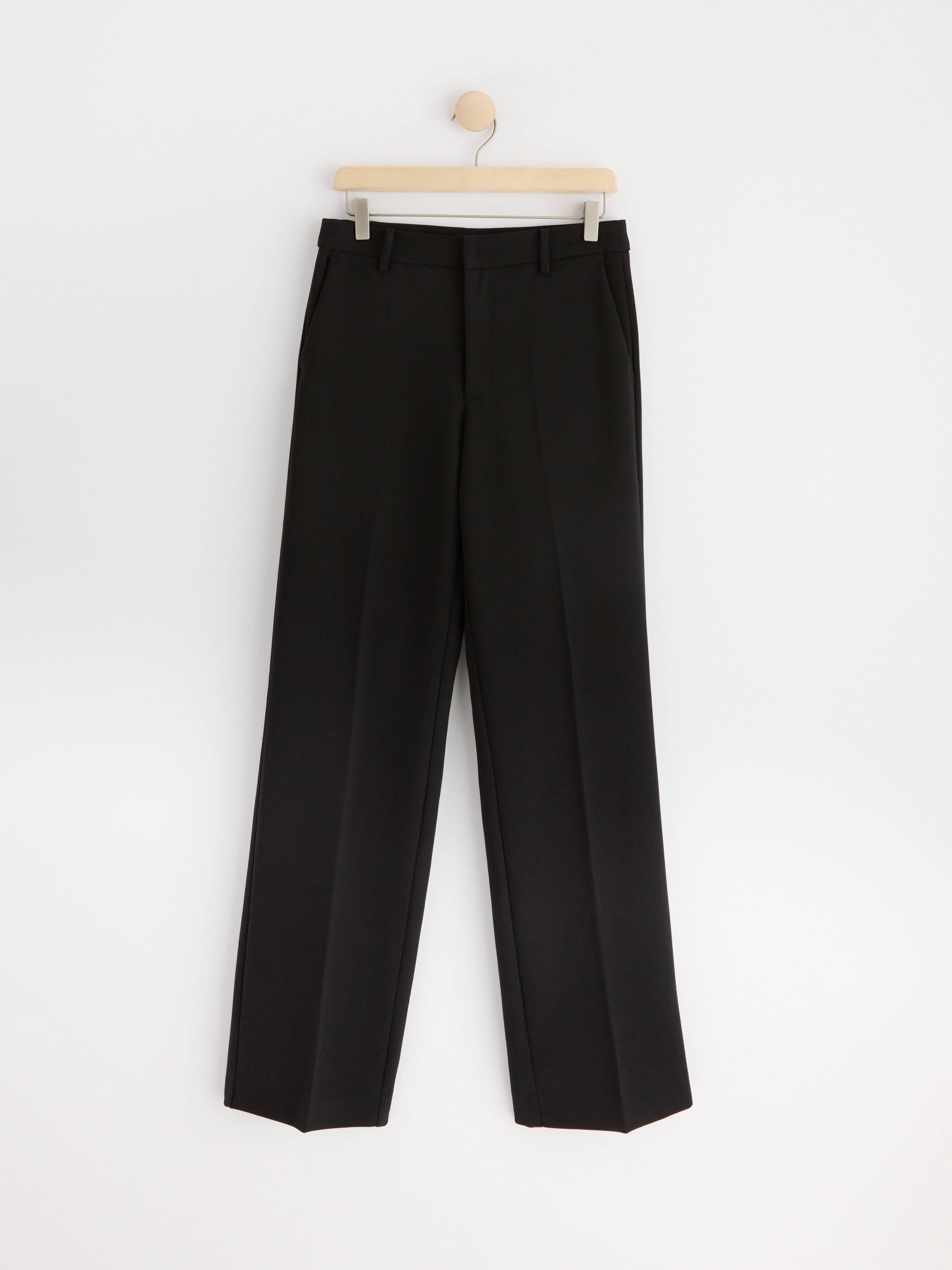 NOOR Straight trousers with extra long legs Black