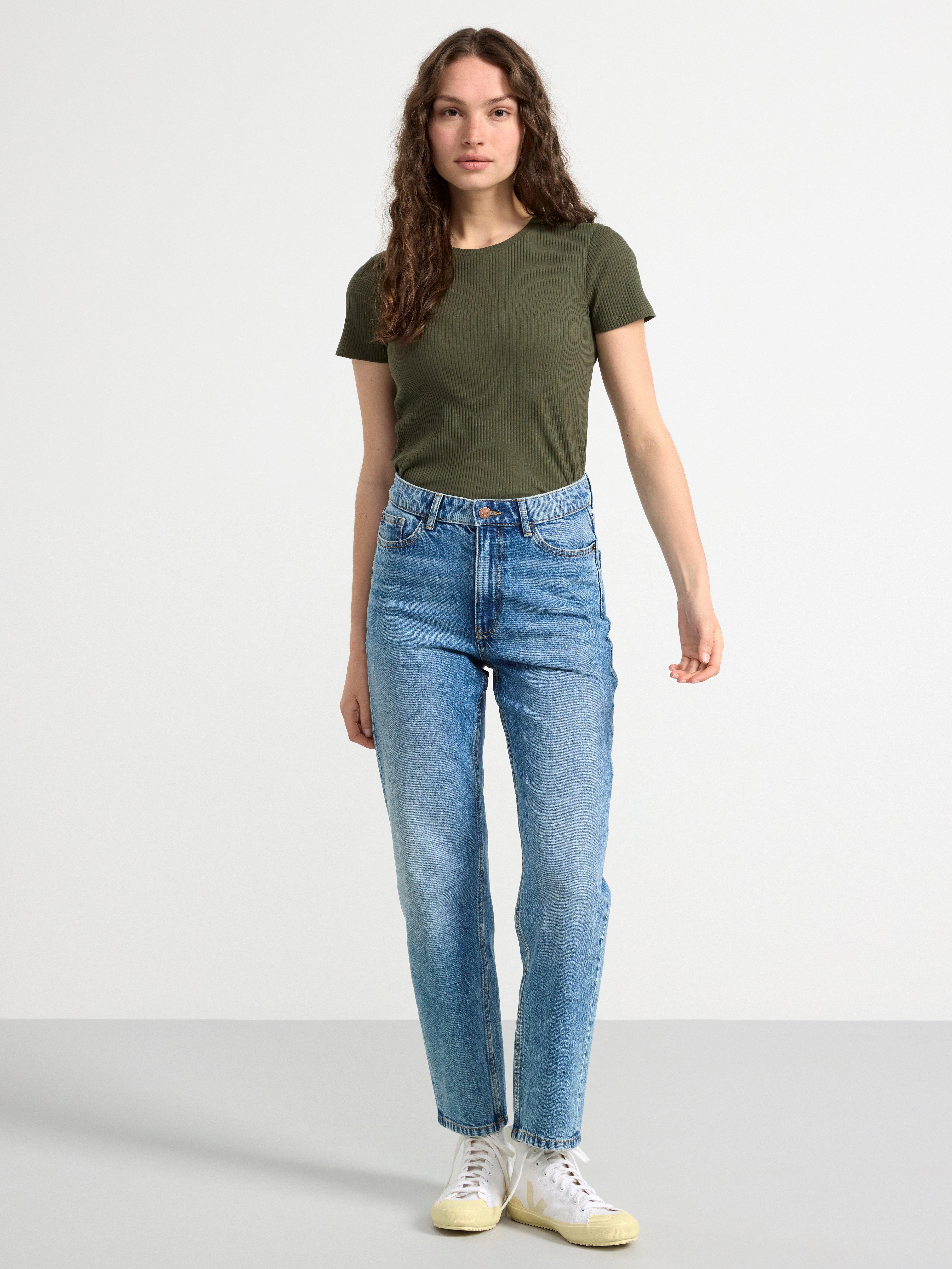 Ribbed short sleeve top Dark Khaki
