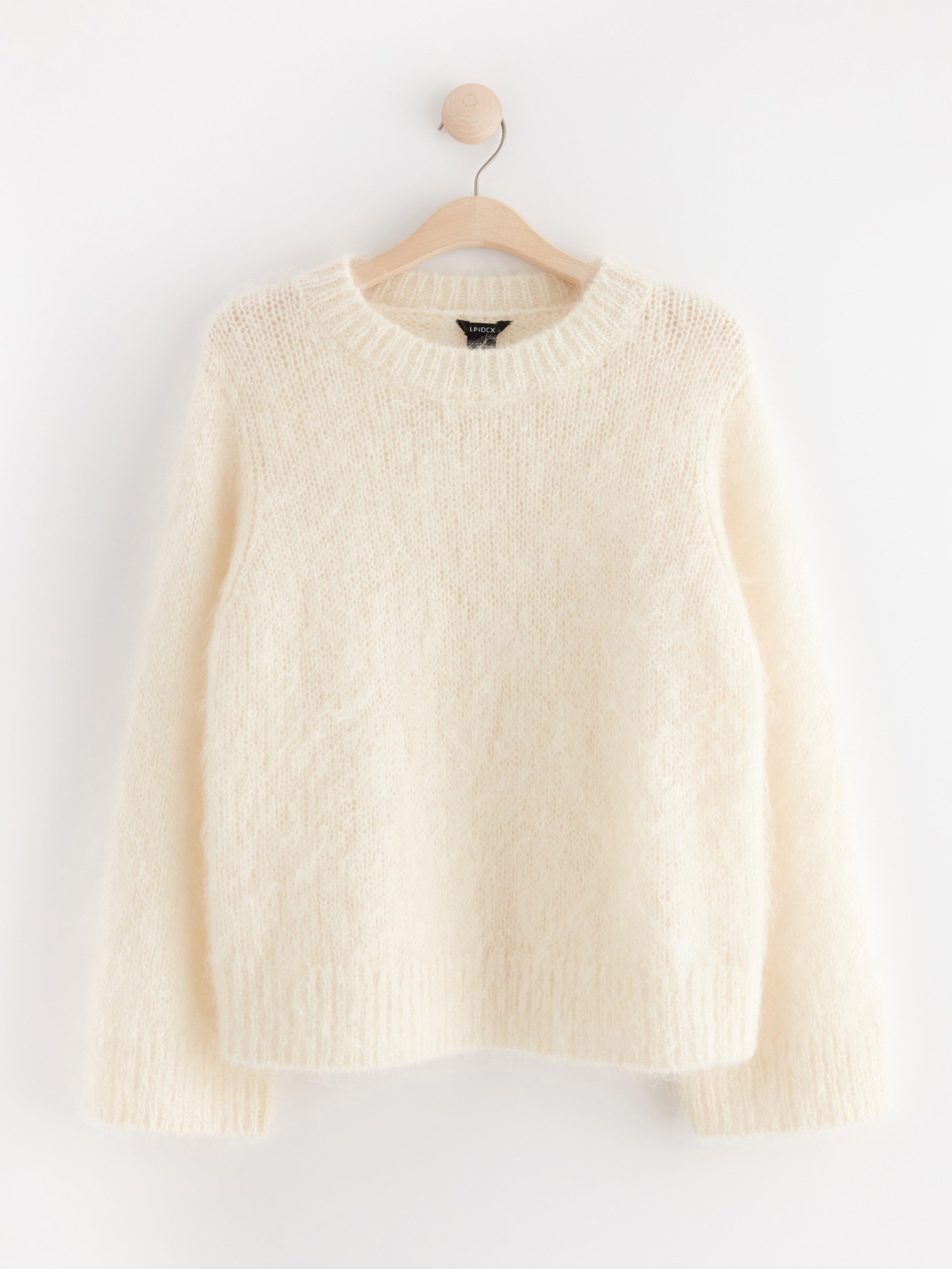 Jumper in wool and mohair blend Off White
