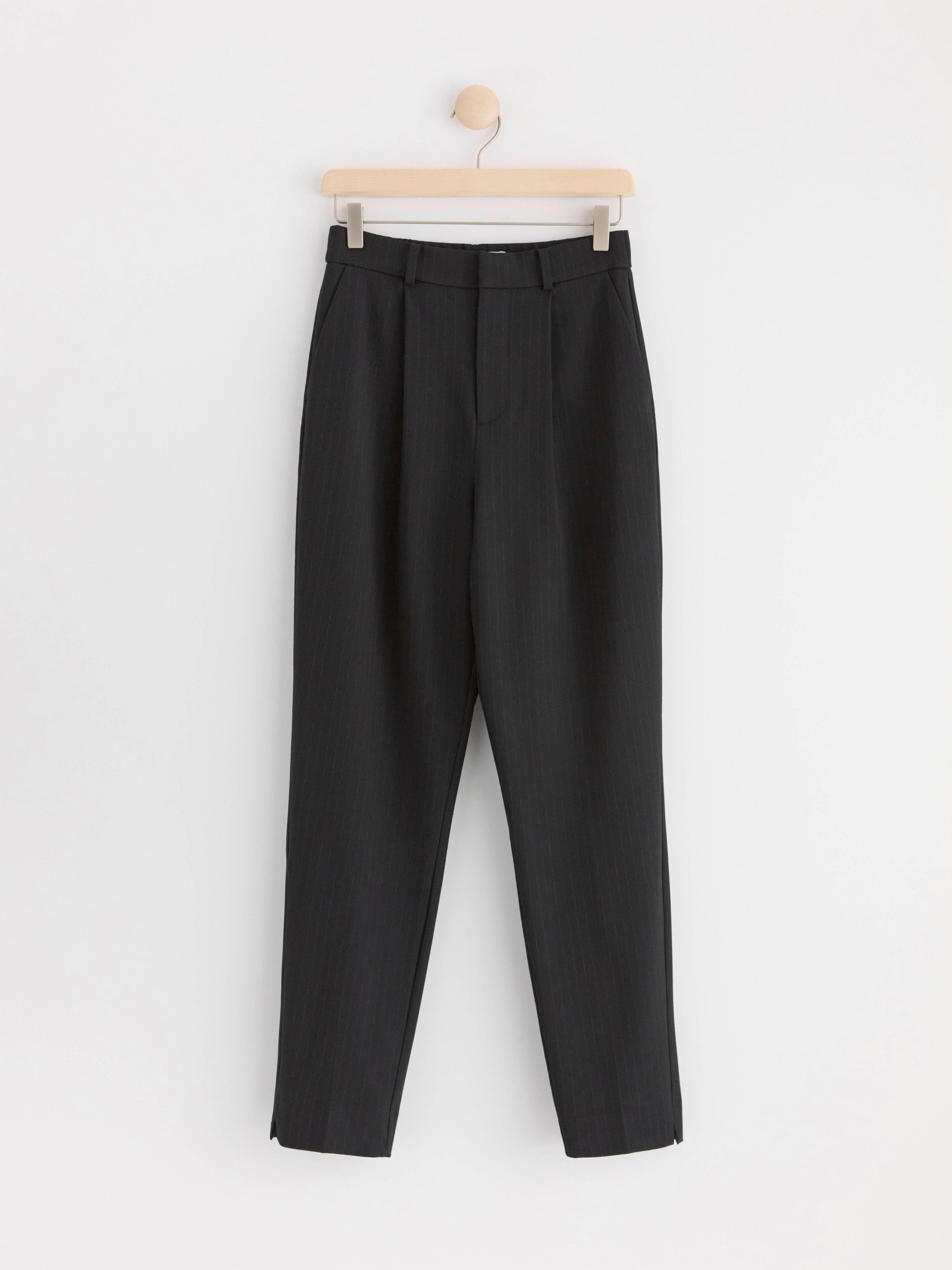 Pinstriped Trousers Black