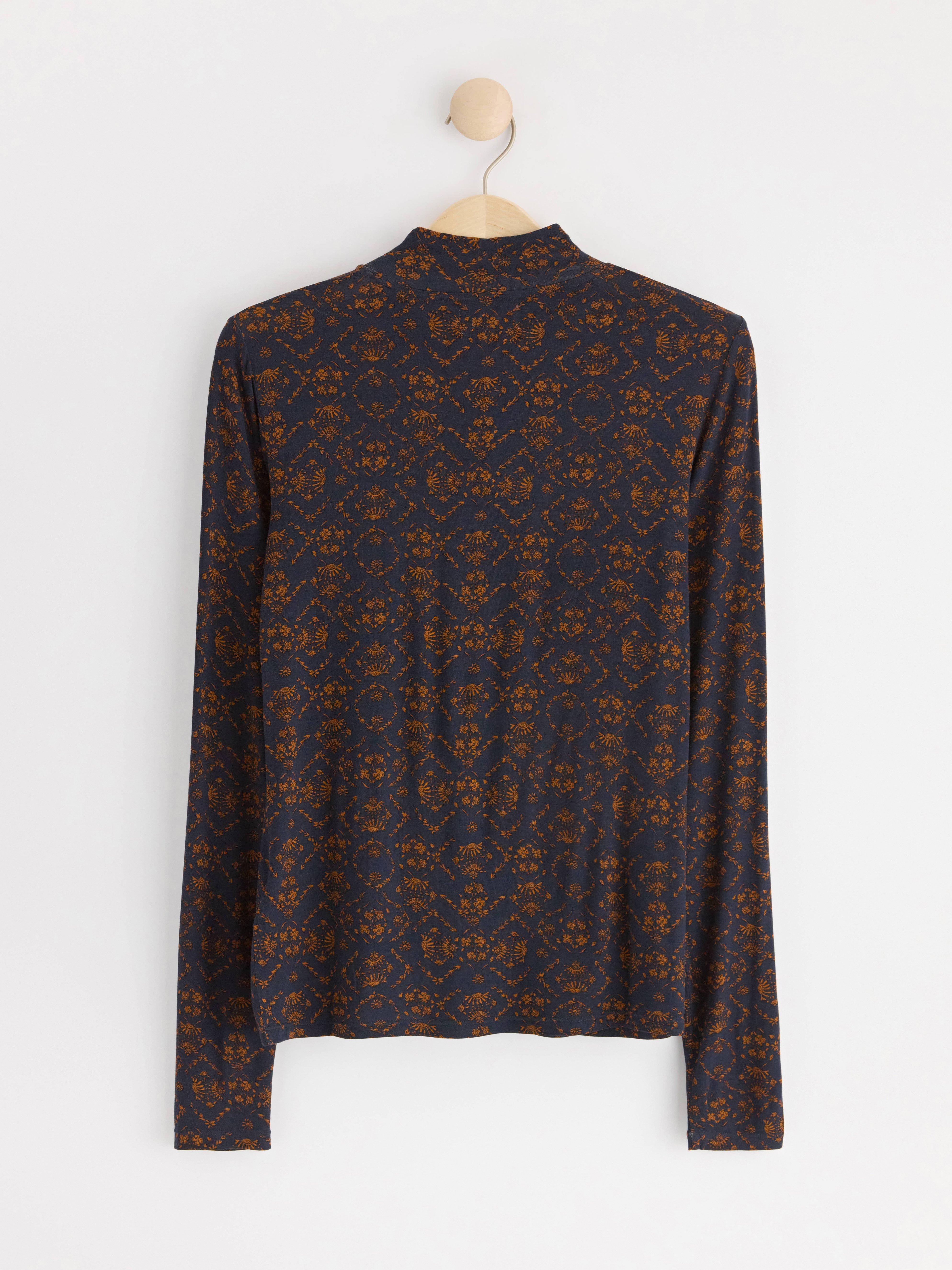 Mock neck top with pattern Dark Navy