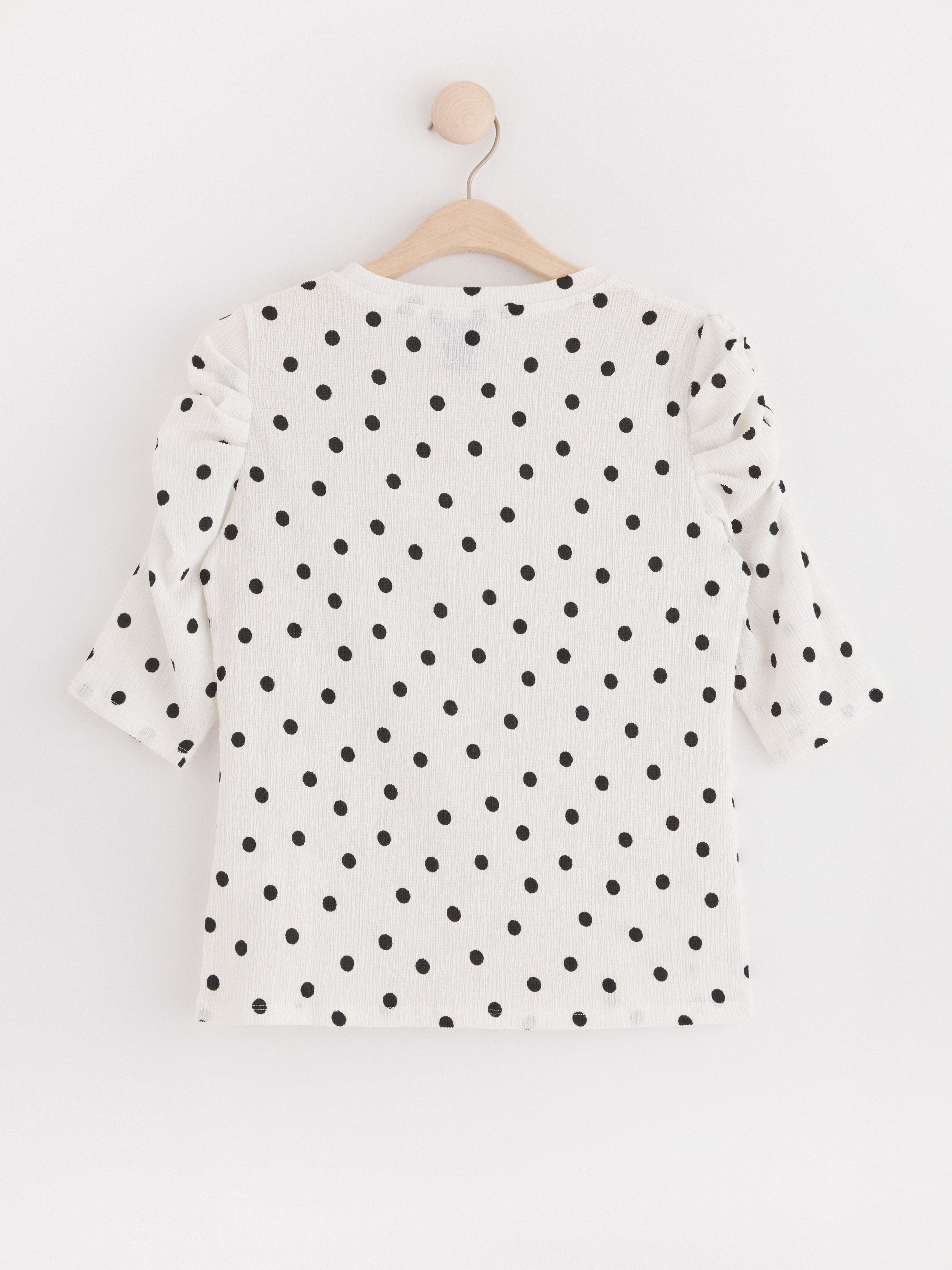 Textured puff sleeve top Light White