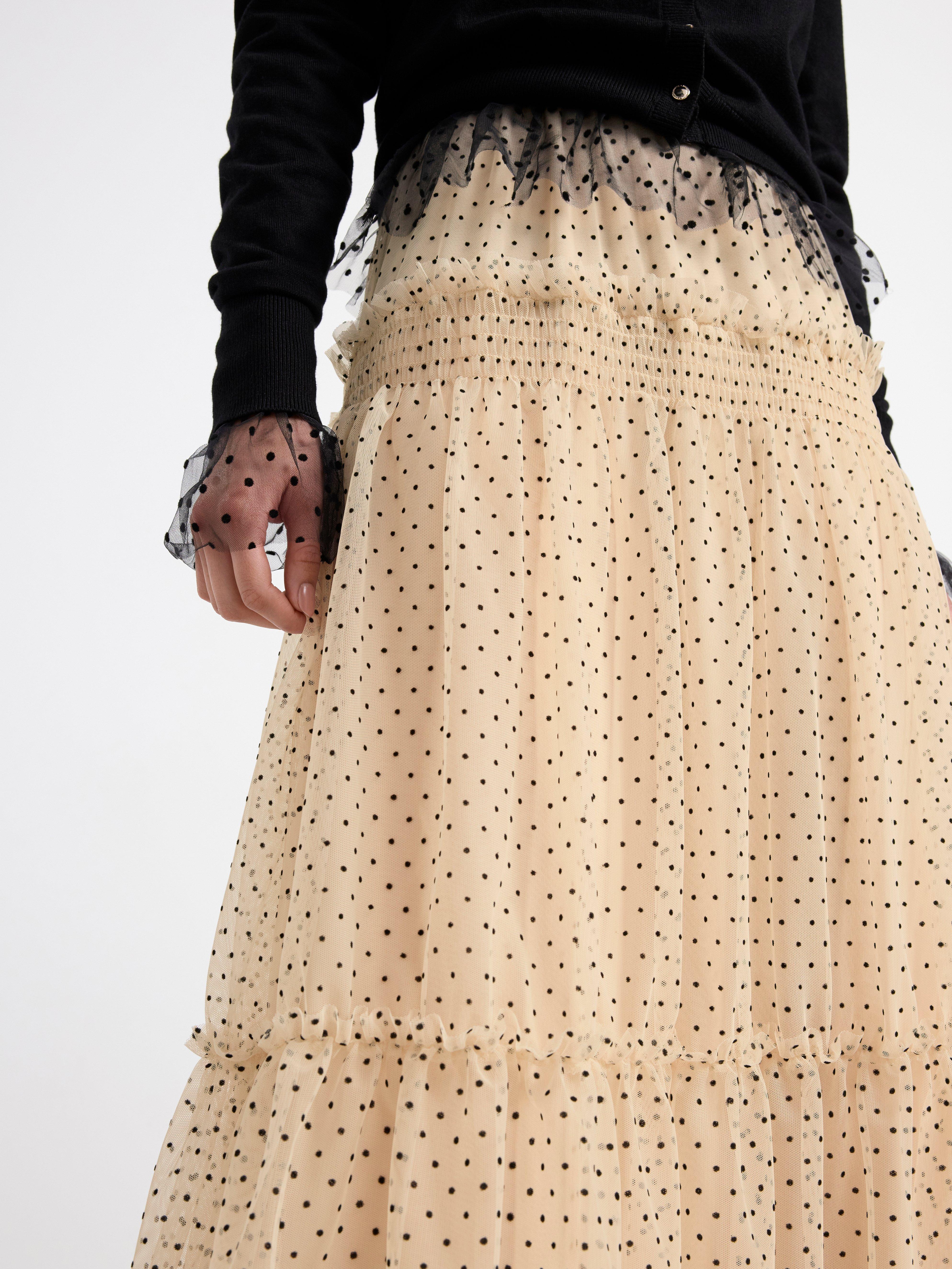 Midi skirt with flounce Light Dusty Beige