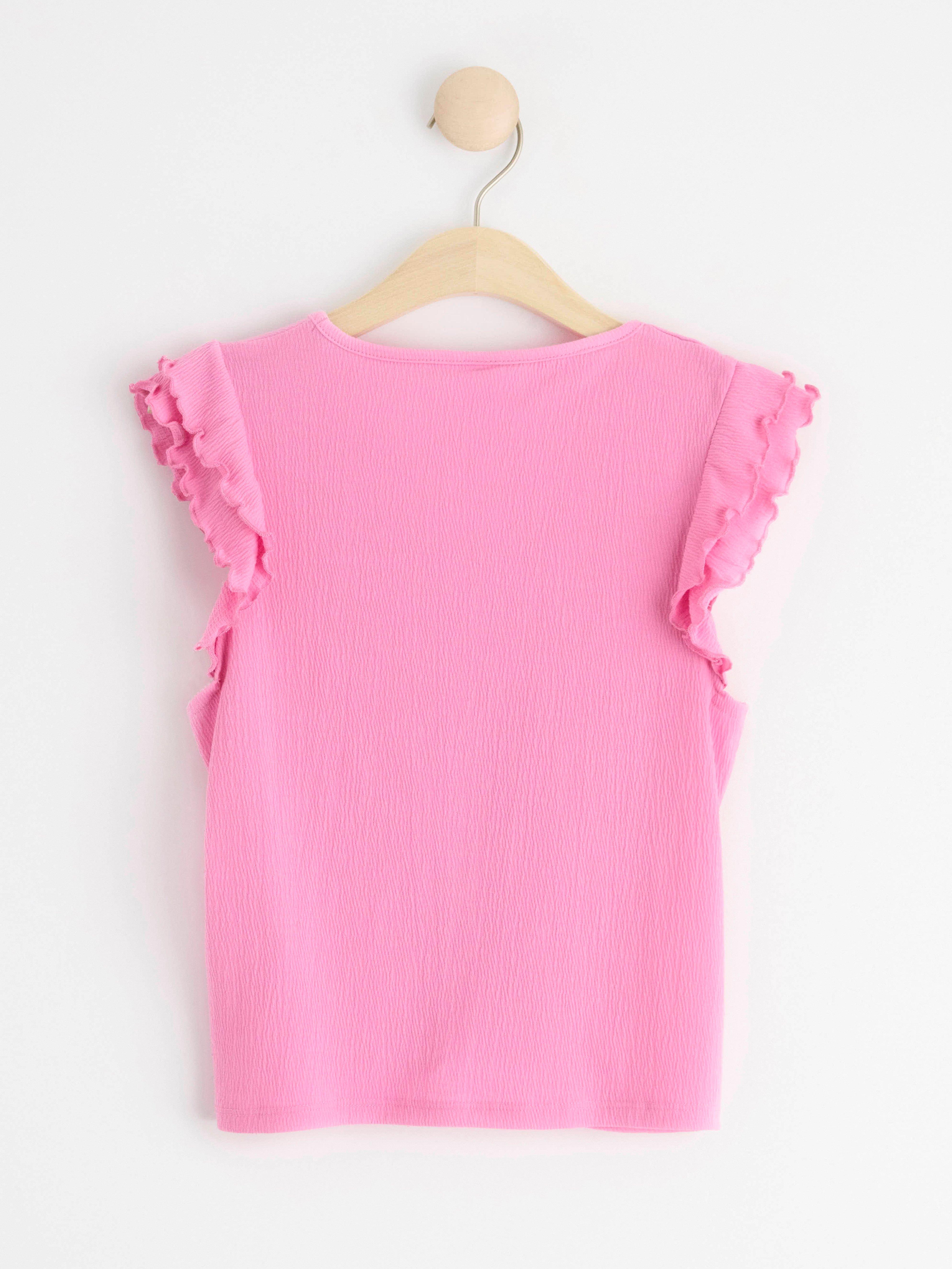 Cropped top with frill sleeves Light Pink