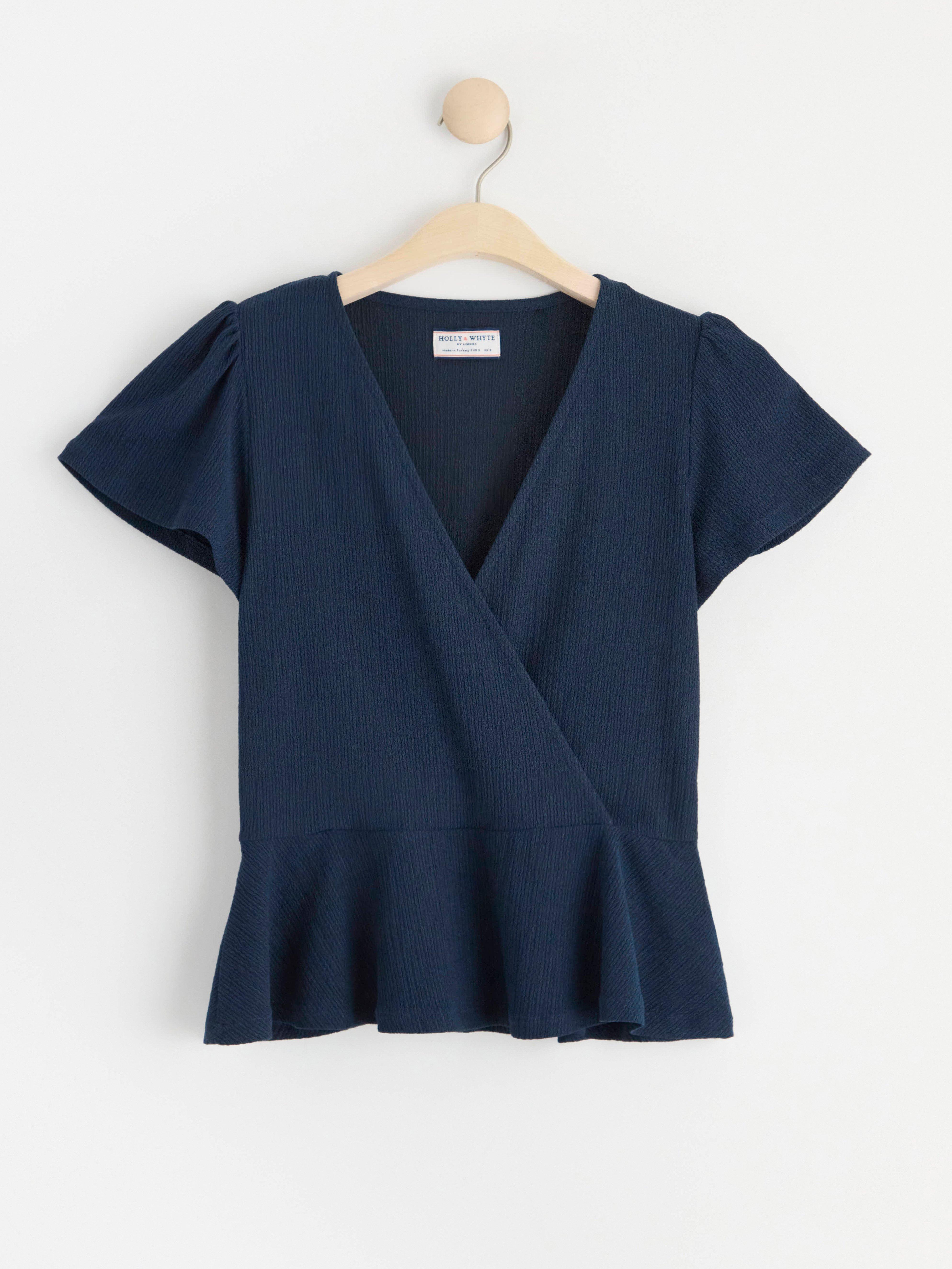 Short sleeve peplum top Navy