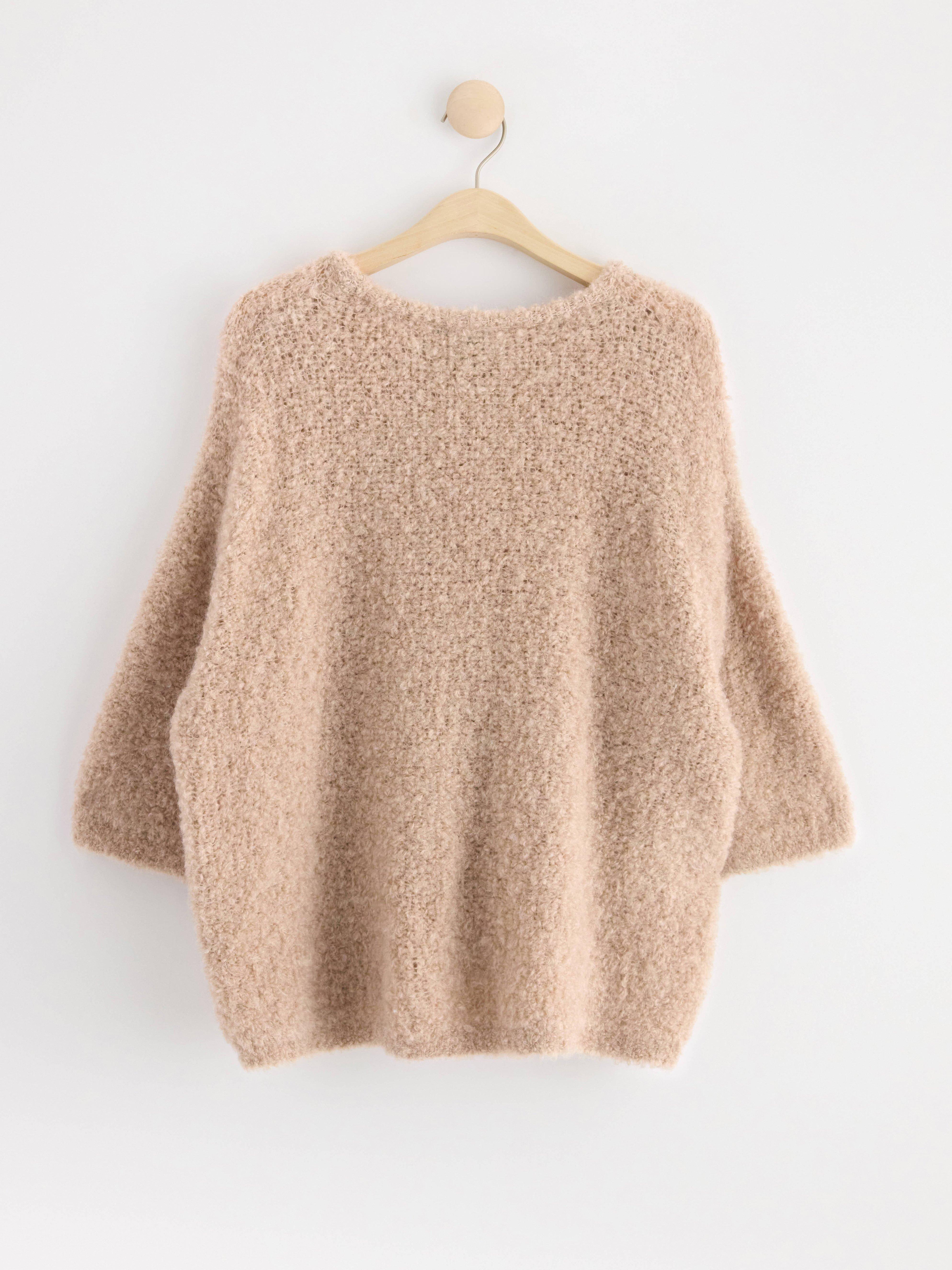 Knitted jumper in wool blend beige